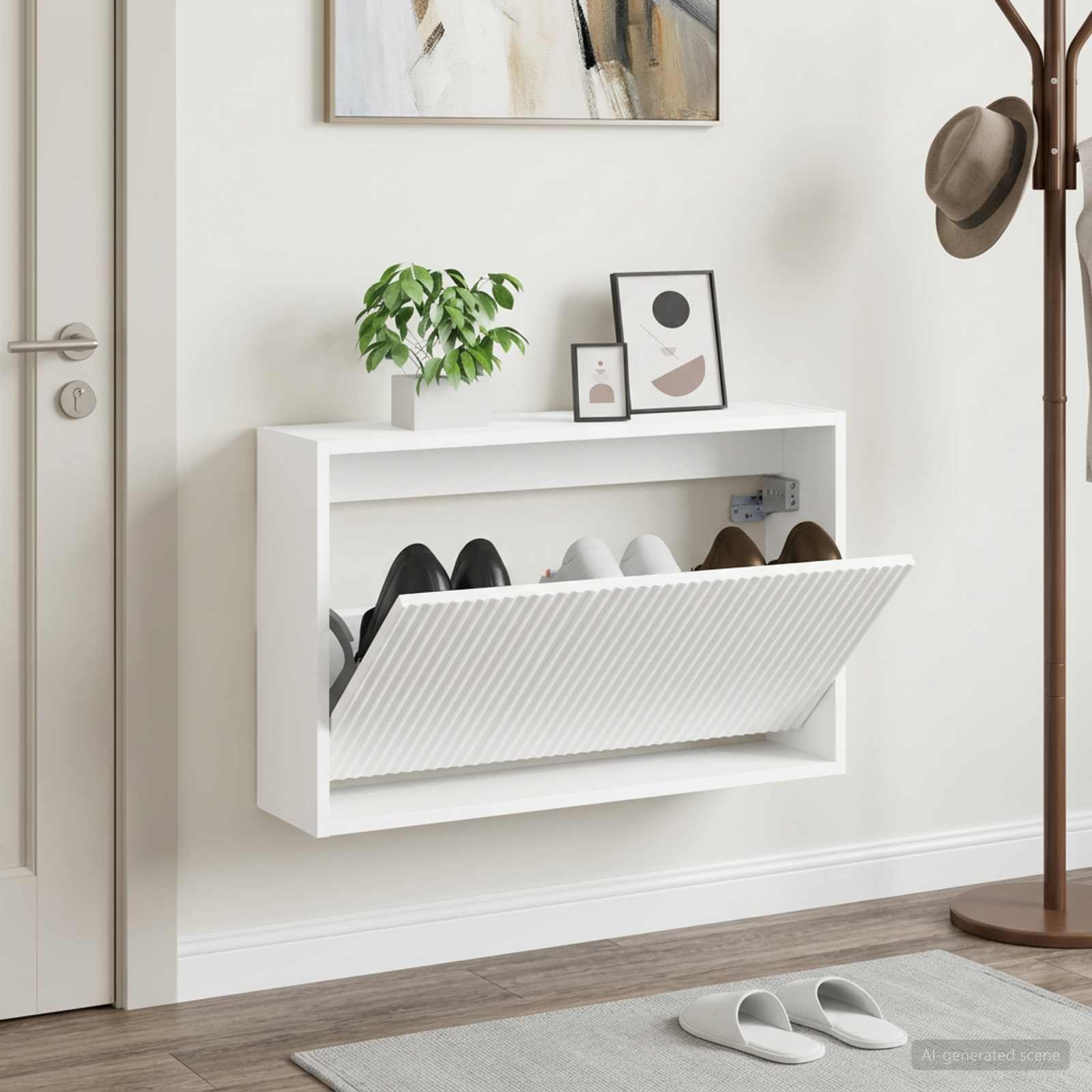 Seinale kinnitatav jalanõude kapp ARNHEM 71 x 17 x 43 cm Valge