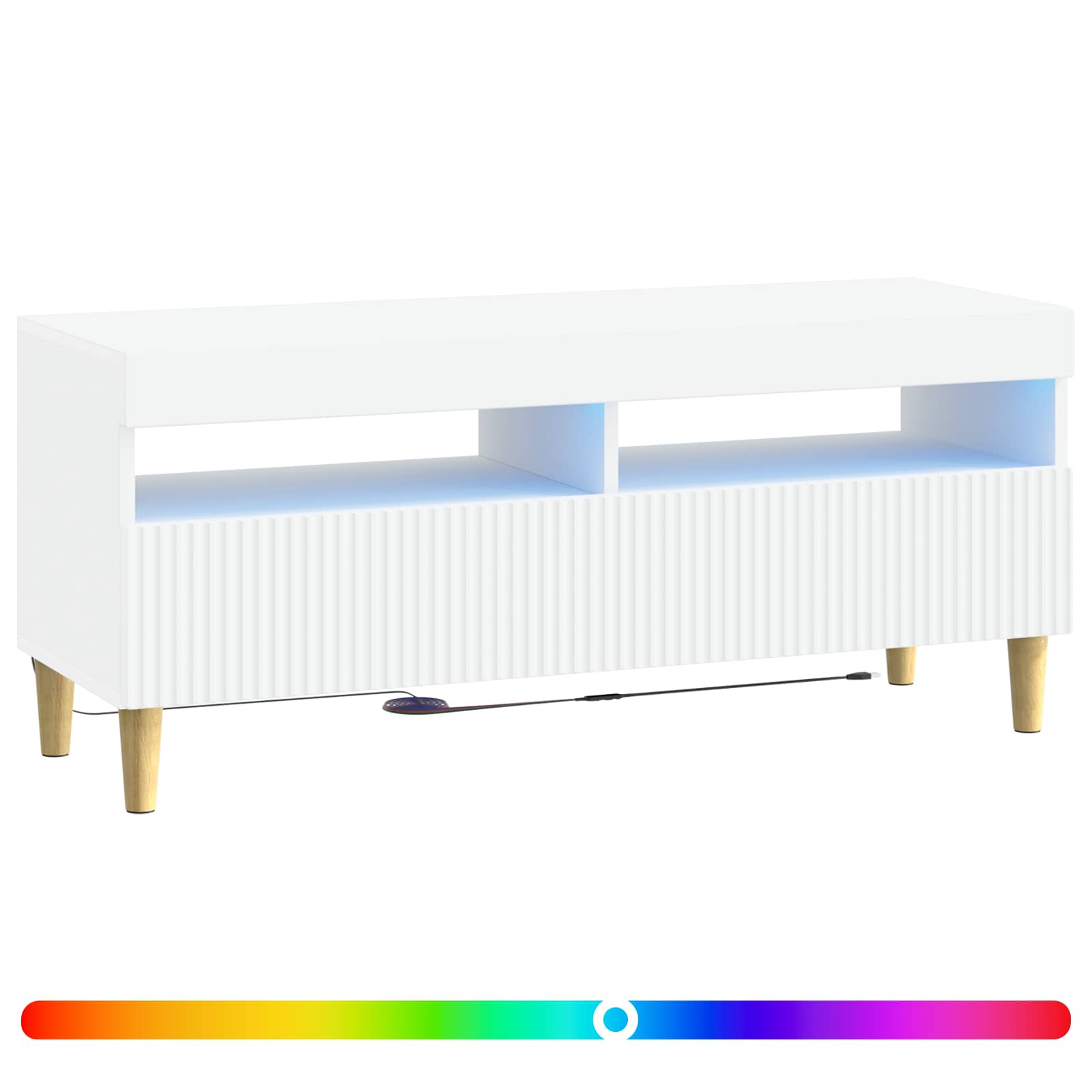 LED TV kapp ARNHEM 100 x 35 x 43 cm Valge Tehispuit