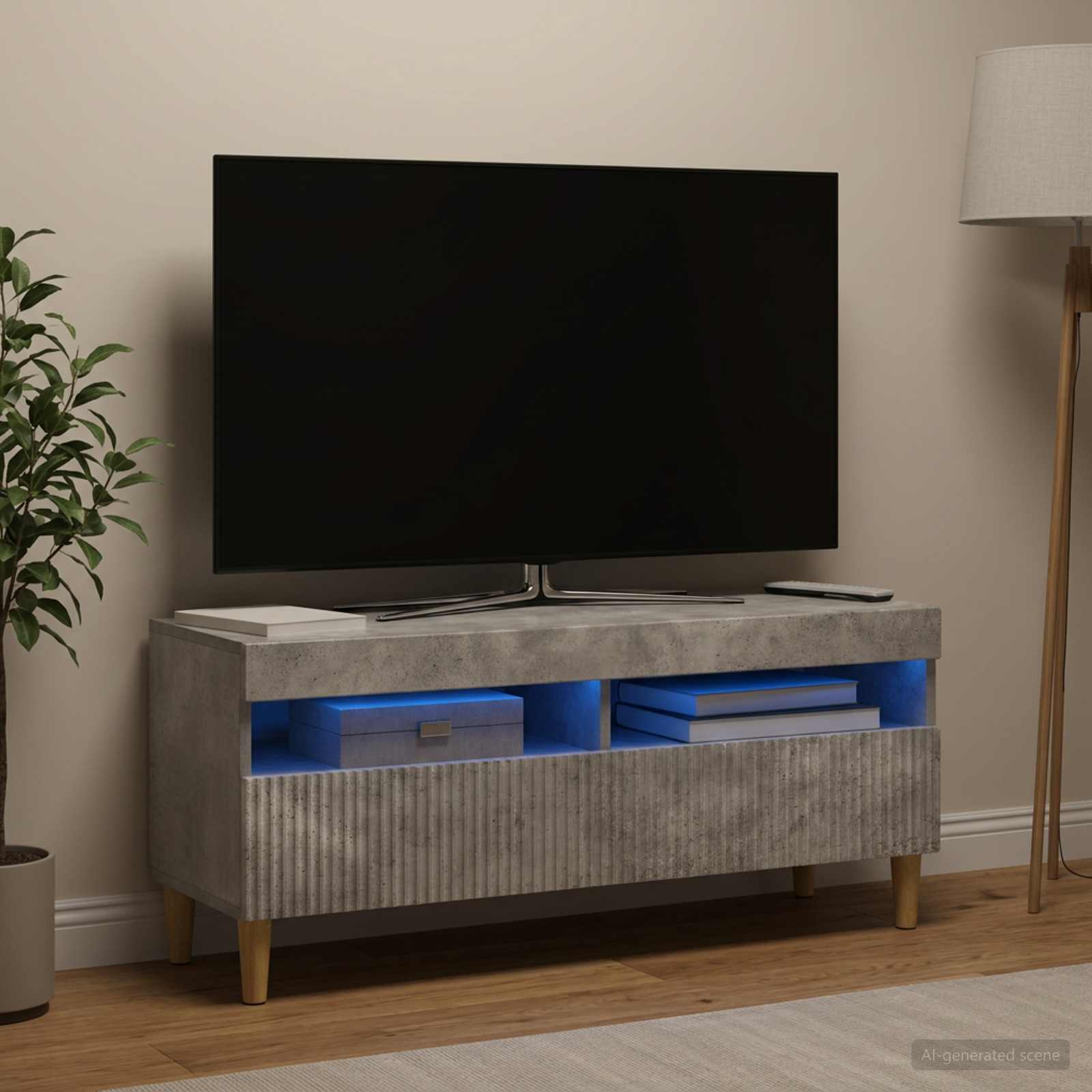 LED TV kapp ARNHEM 100 x 35 x 43 cm Betoonhall Tehispuit
