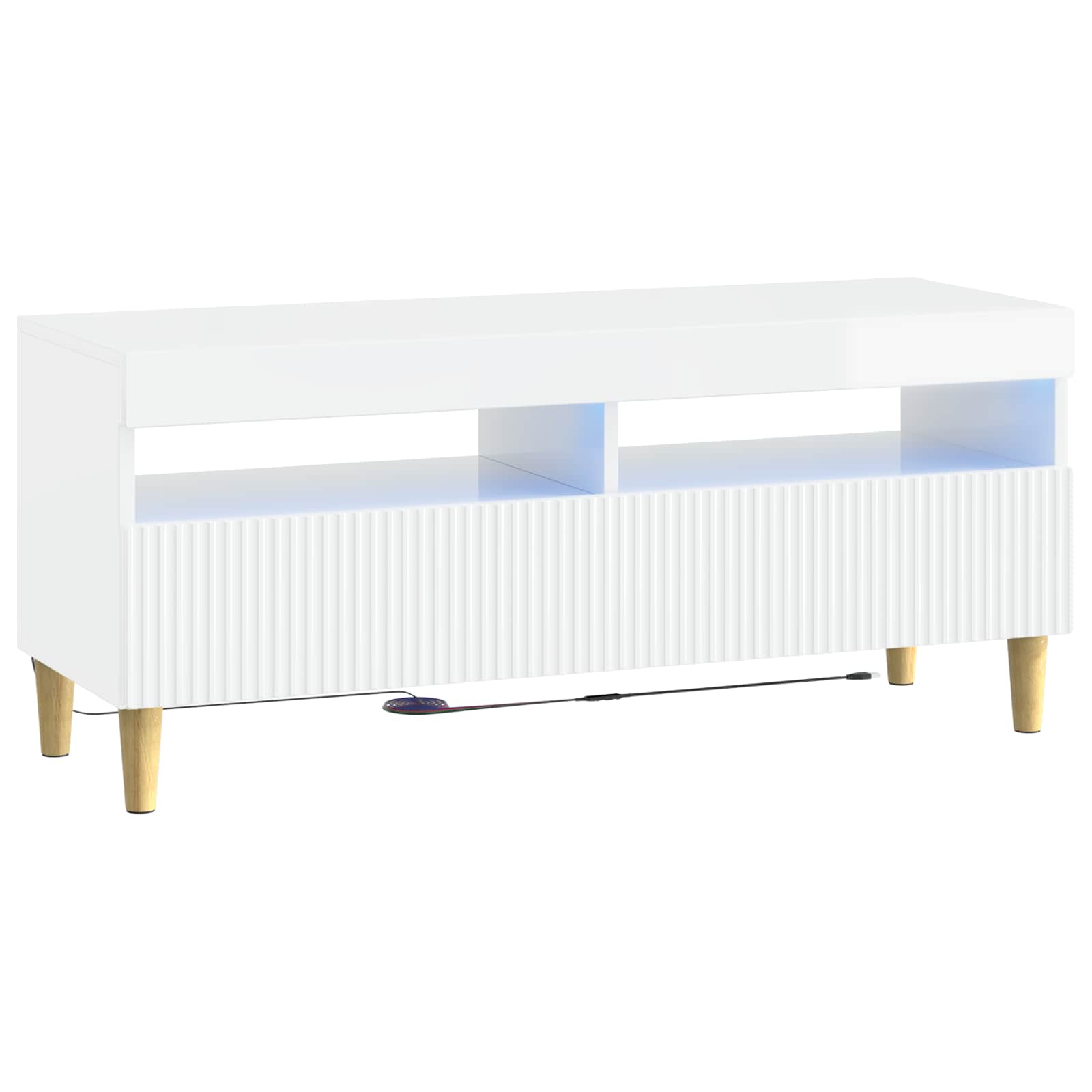 LED TV kapp ARNHEM 100 x 35 x 43 cm Kõrgläikega valge Tehispuit