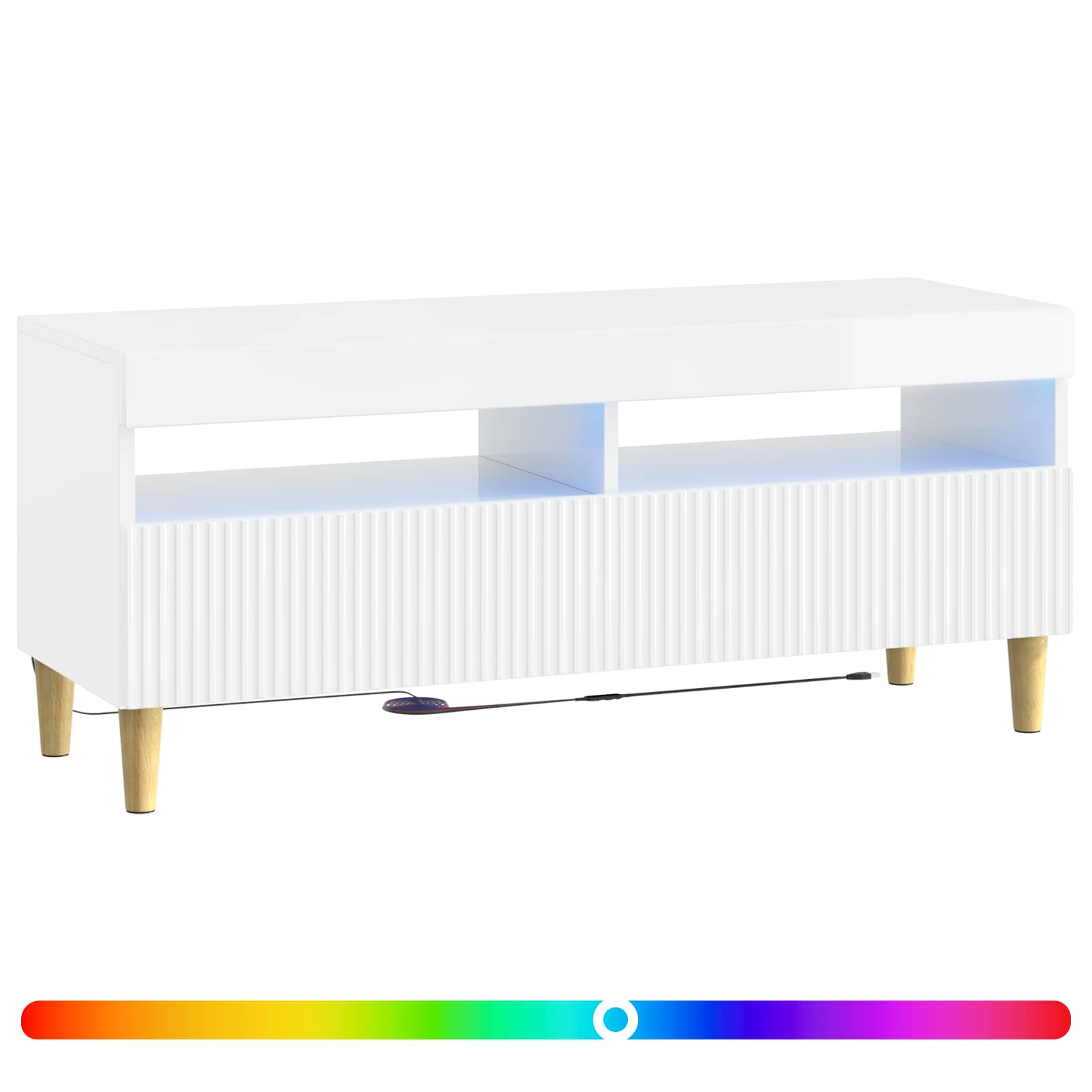 LED TV kapp ARNHEM 100 x 35 x 43 cm Kõrgläikega valge Tehispuit