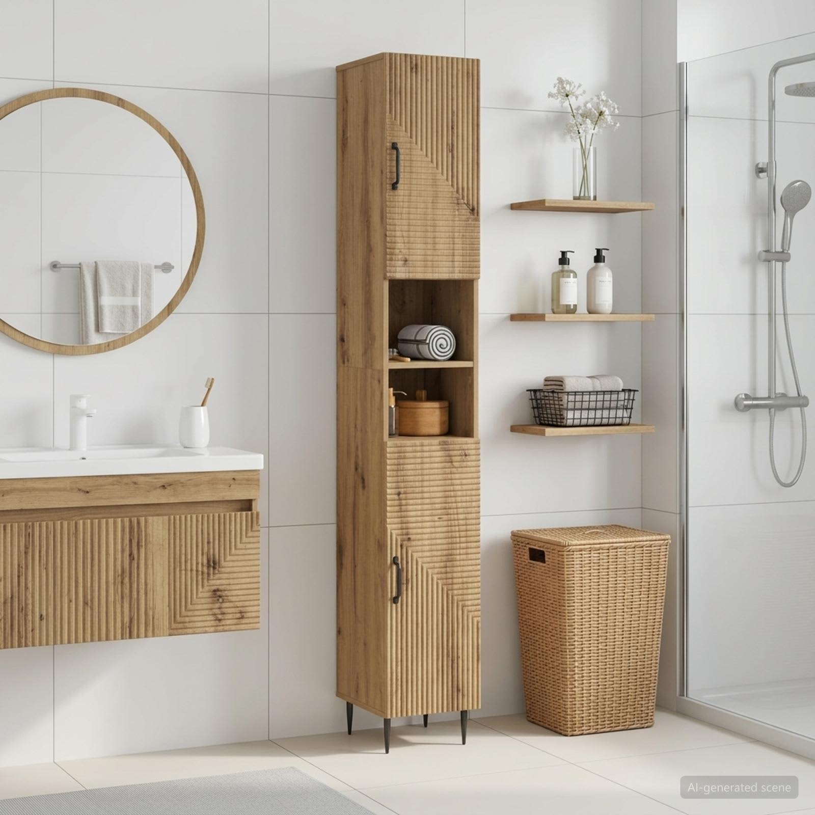 Vannitoa kapp avatud riiuliga HAARLEM Artisan tamm