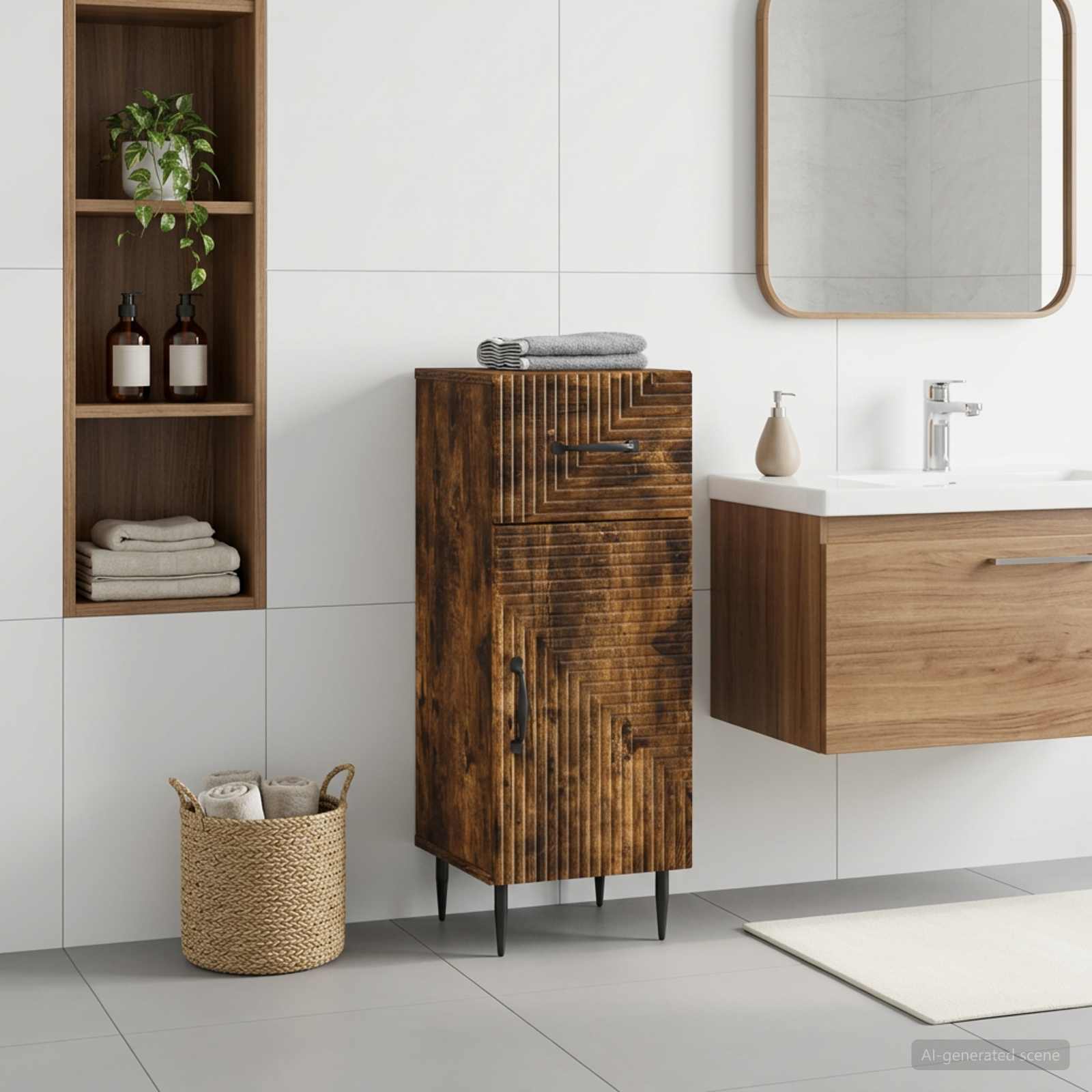 Vannitoa hoiukapp HAARLEM Suitsutatud tamm 30 x 31 x 80 cm