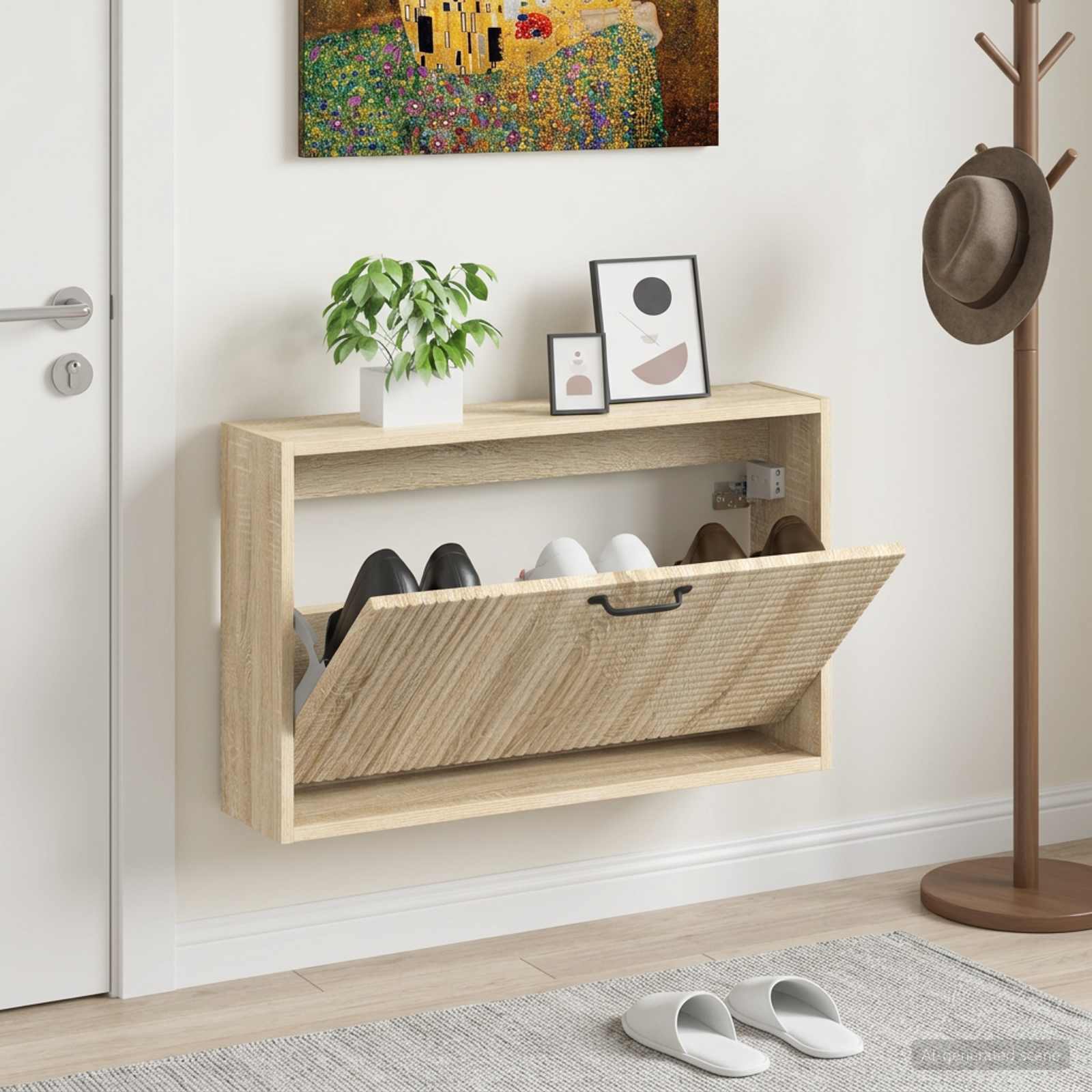 Seinale kinnitatav jalanõude kapp HAARLEM 71 x 17 x 43 cm