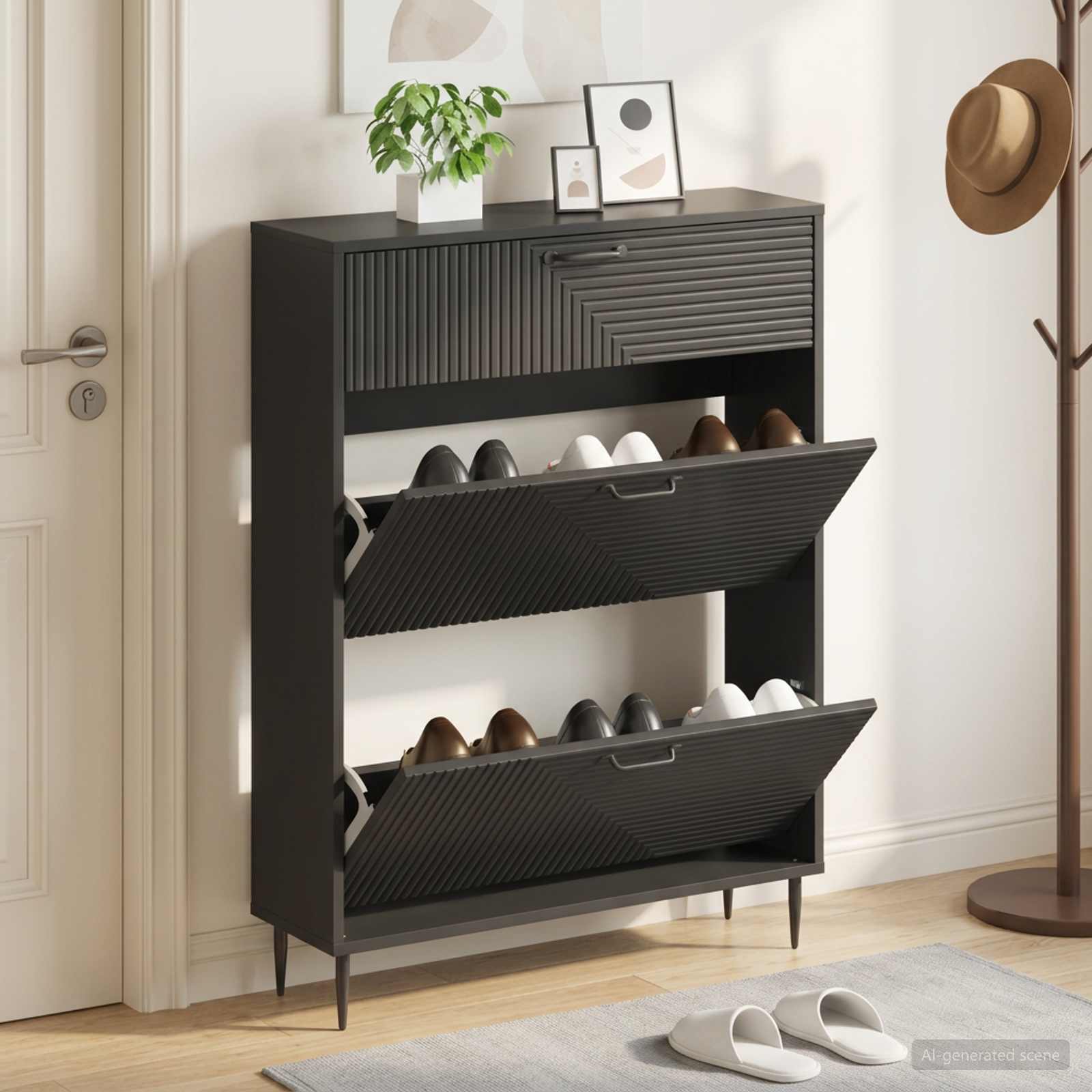 Kinga kapp HAARLEM 78 x 24 x 103 cm Tehispuit Must