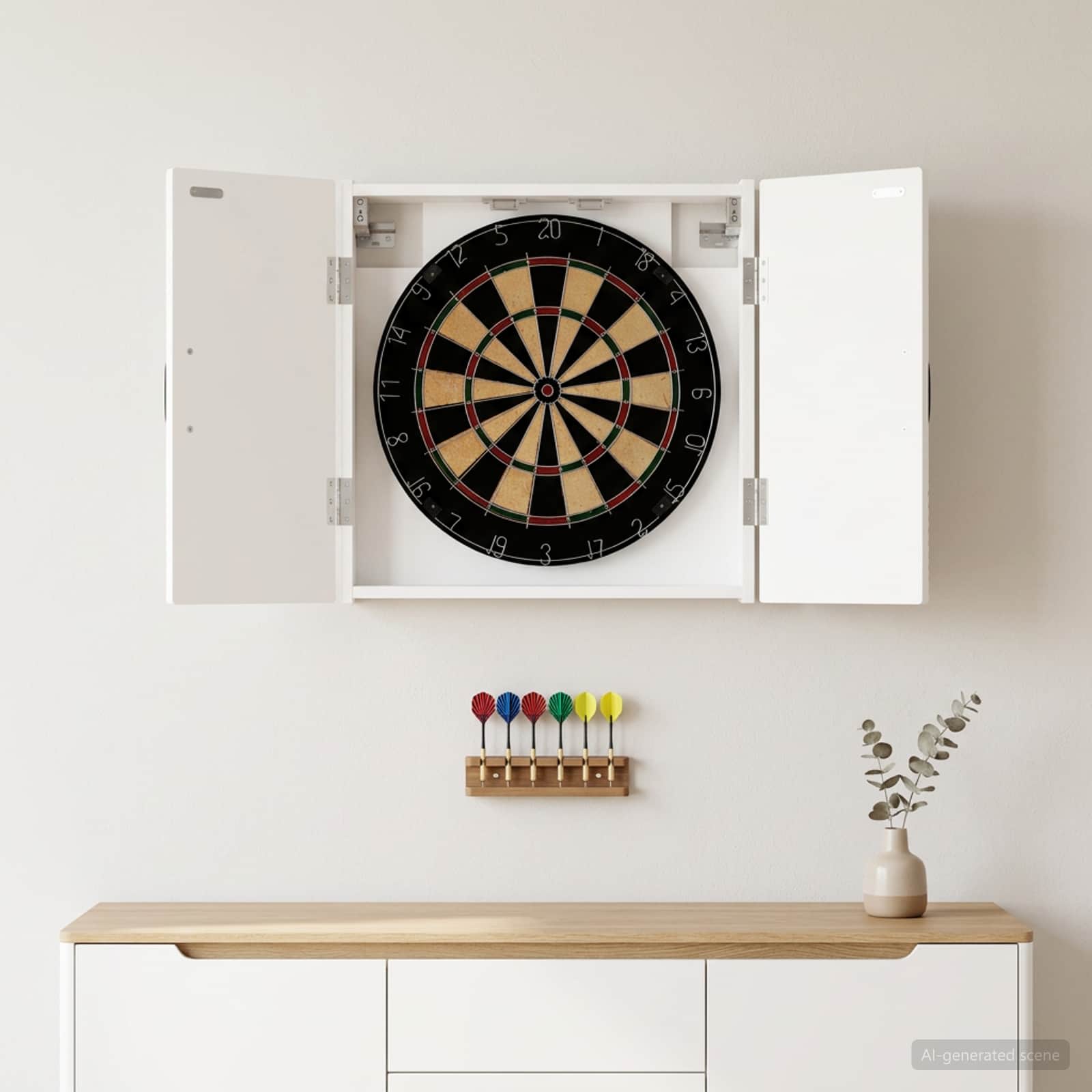 Dartboardi kapp HAARLEM Valge 52,5 x 10,5 x 53,5 cm Tehispuit