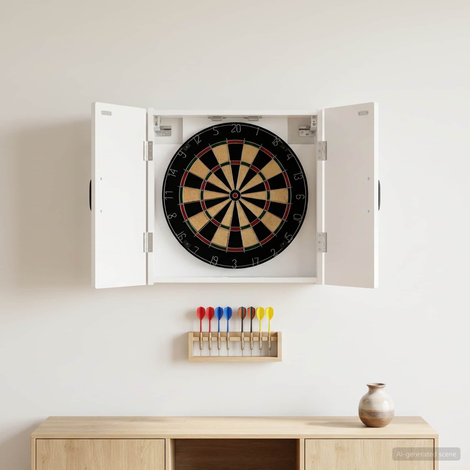 Dartboardi kapp HAARLEM Kõrgläikega valge 52,5 x 10,5 x 53,5 cm