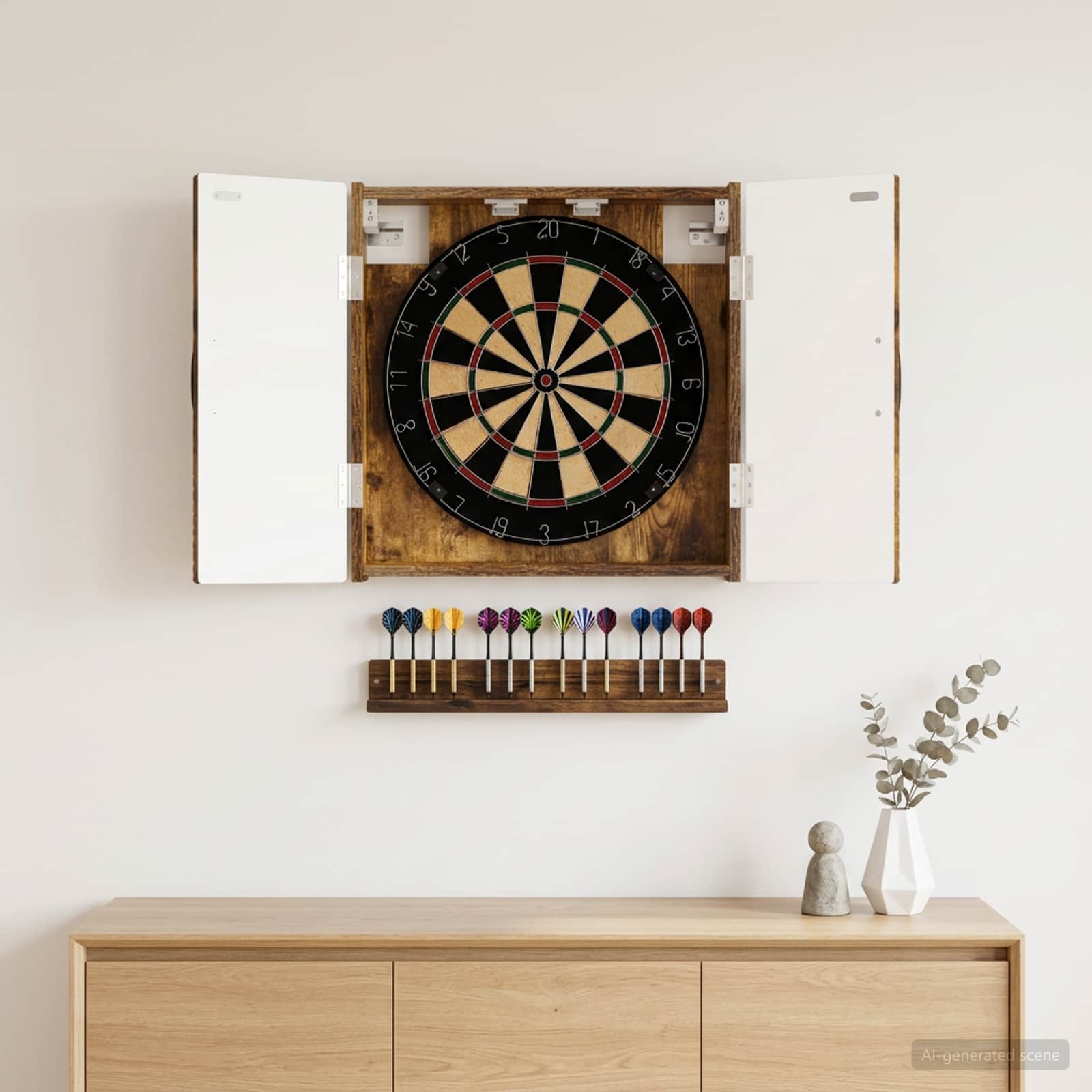 Dartboardi kapp HAARLEM Suitsutatud tamm 52,5 x 10,5 x 53,5 cm