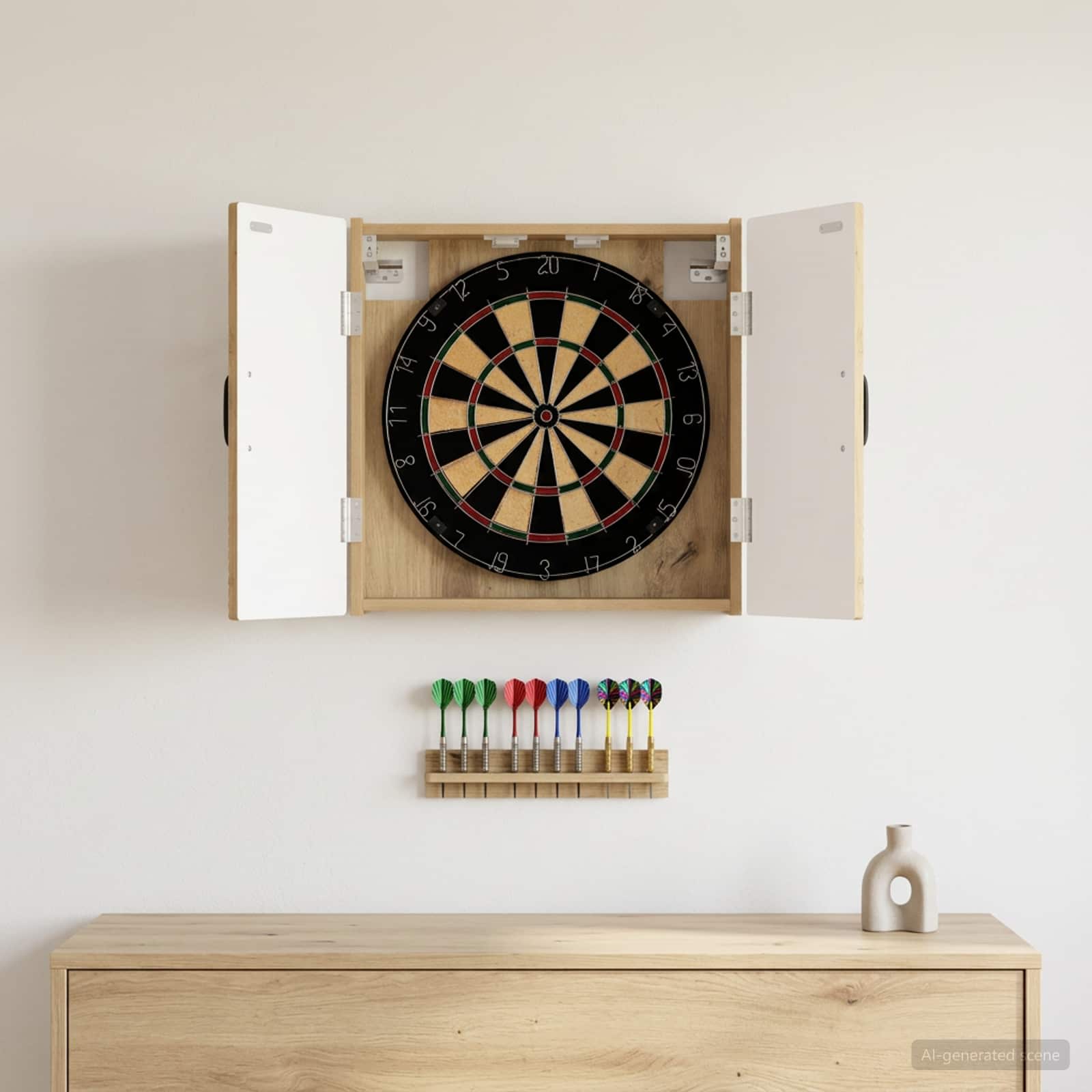 Dartboardi kapp HAARLEM Artisan tamm 52,5 x 10,5 x 53,5 cm