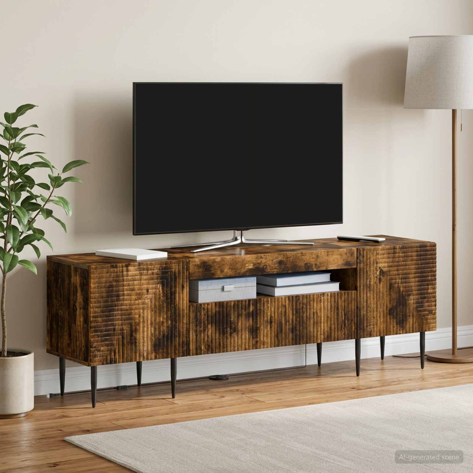 LED TV kapp HAARLEM 153 x 35 x 43 cm Suitsutatud tamm Tehispuit