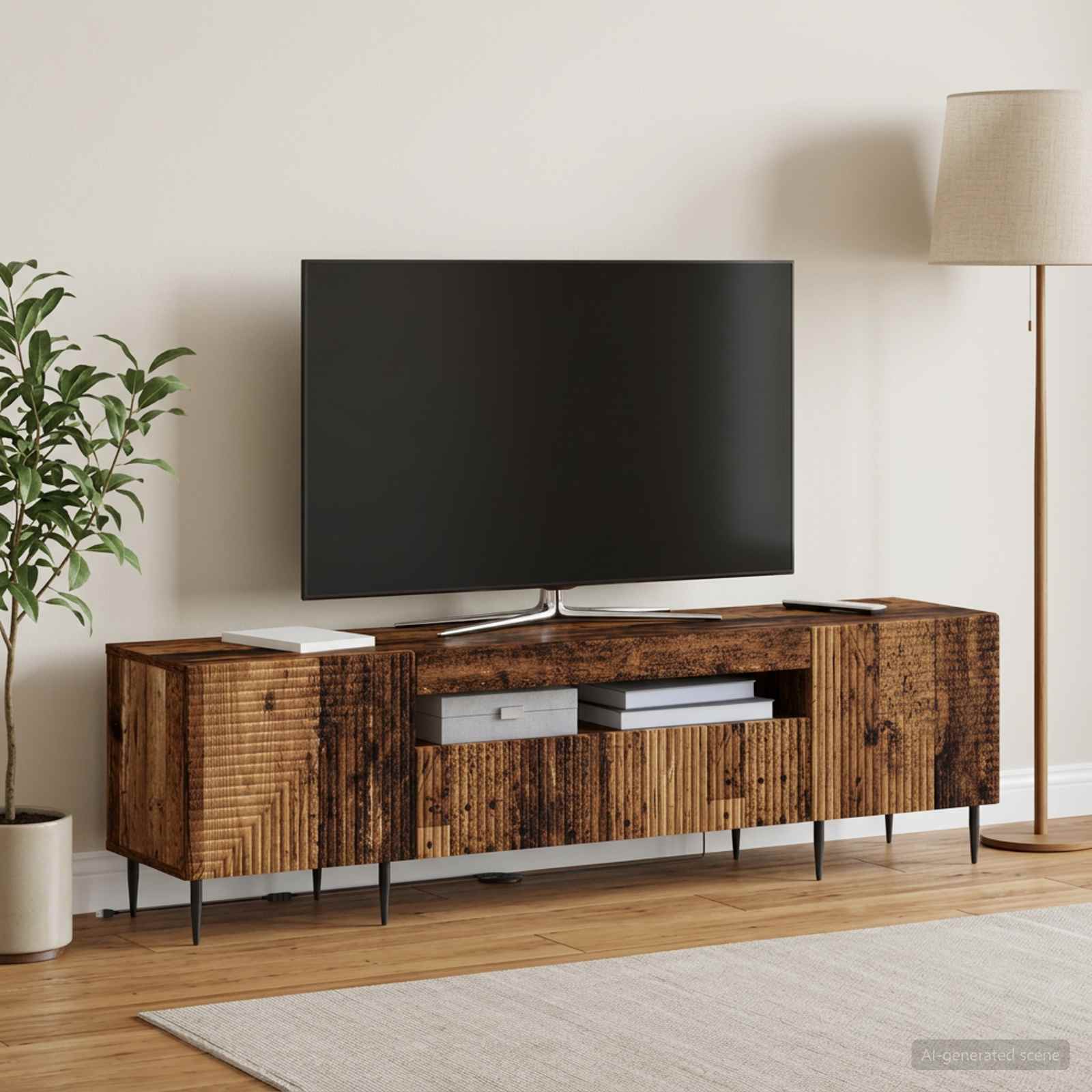 LED TV kapp HAARLEM 153 x 35 x 43 cm Vana puit Tehispuit