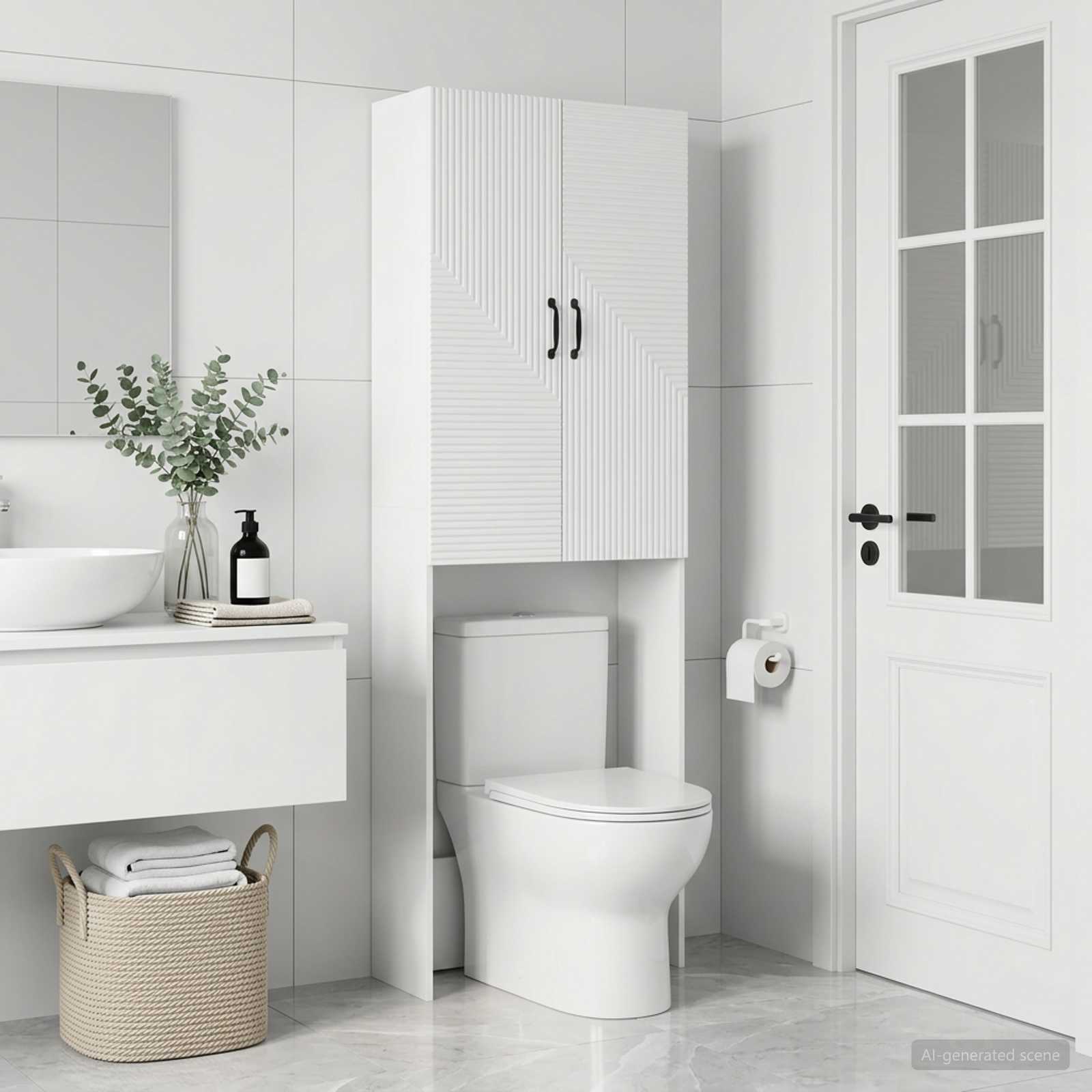 Tualettkabinet HAARLEM Valge 66 x 25,5 x 190 cm Tehispuit