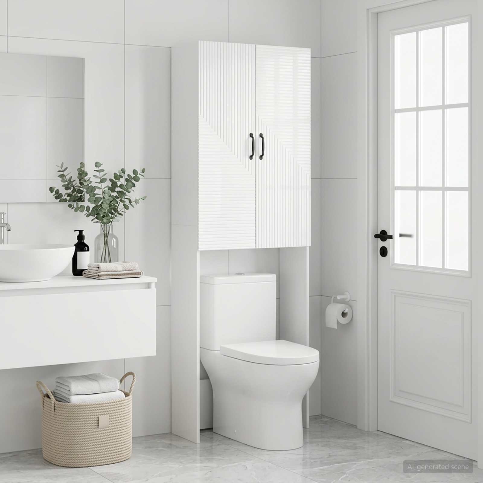 Tualettkabinet HAARLEM Kõrgläikega valge 66 x 25,5 x 190 cm