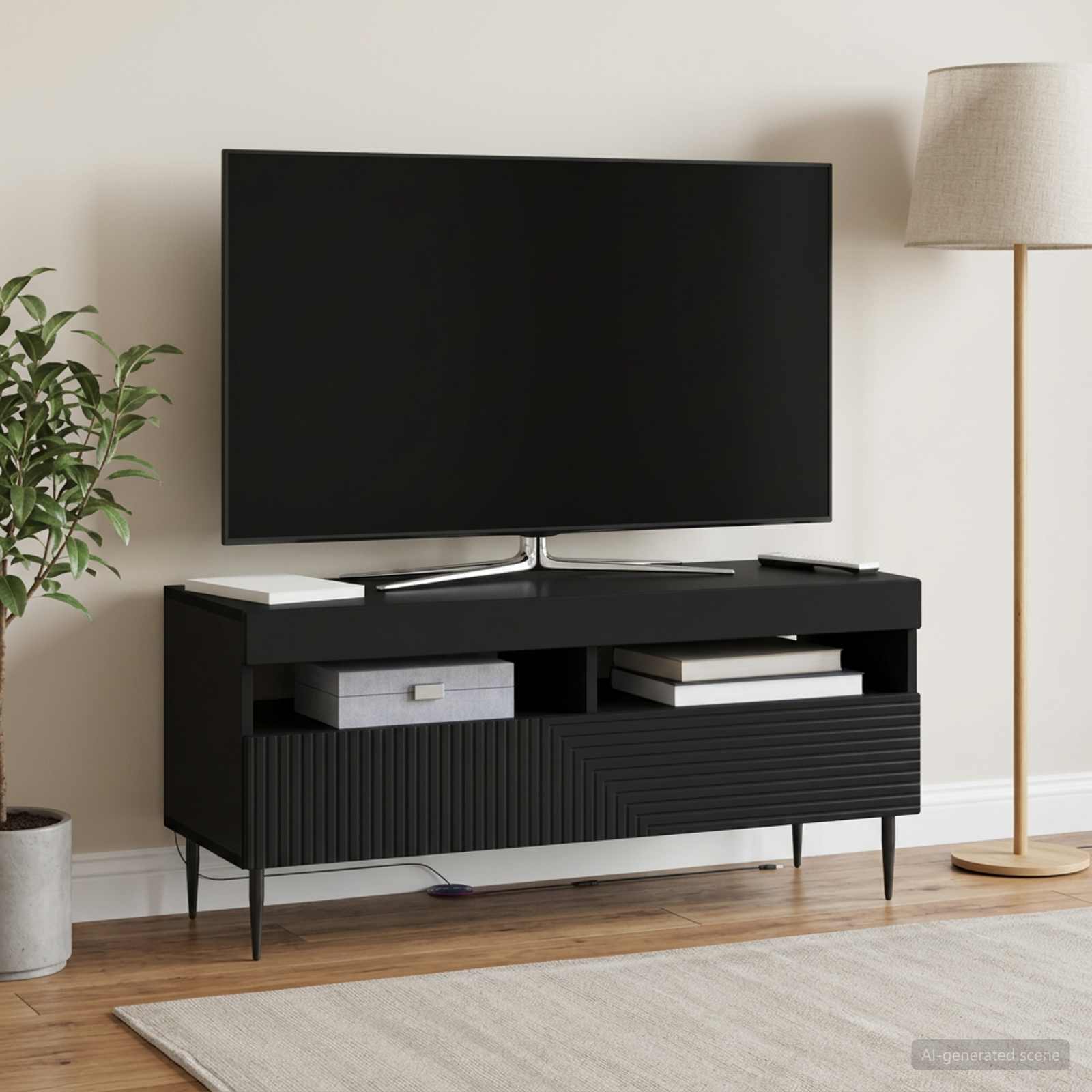 LED TV kapp HAARLEM 100 x 35 x 43 cm Must Tehispuit