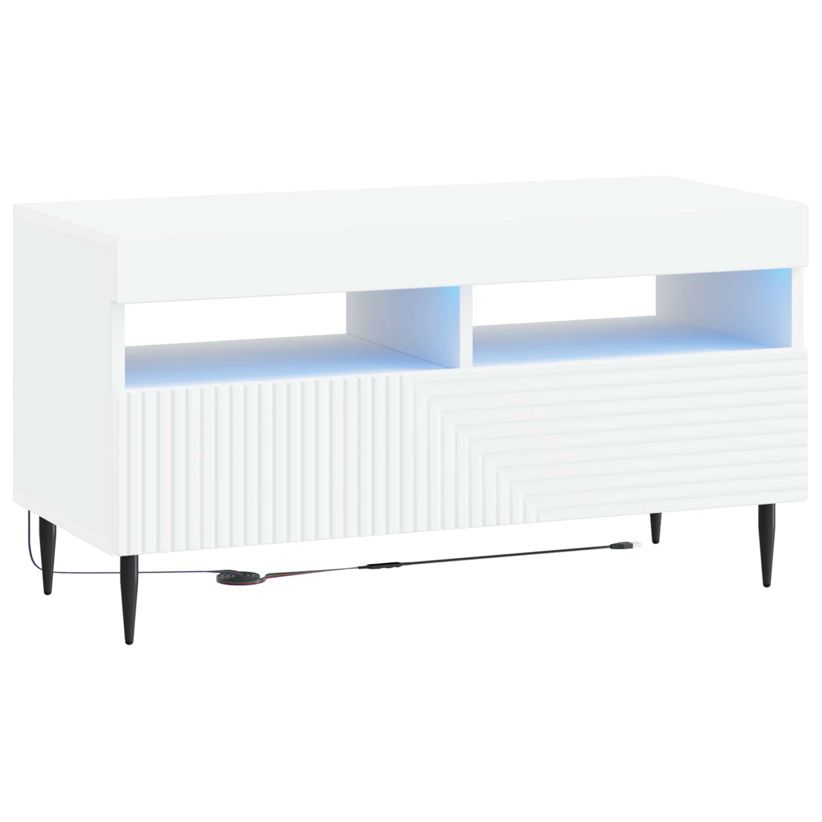 LED TV kapp HAARLEM 81 x 35 x 43 cm Valge Tehispuit