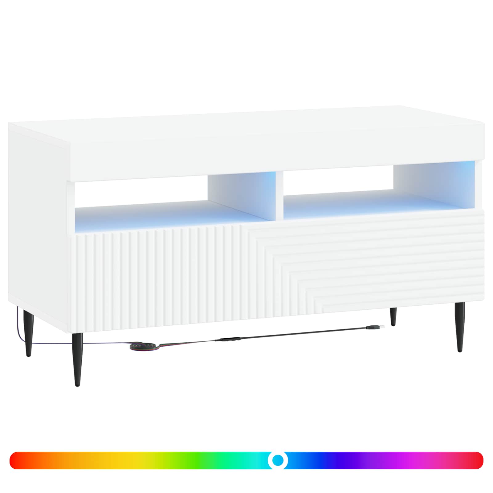LED TV kapp HAARLEM 81 x 35 x 43 cm Valge Tehispuit