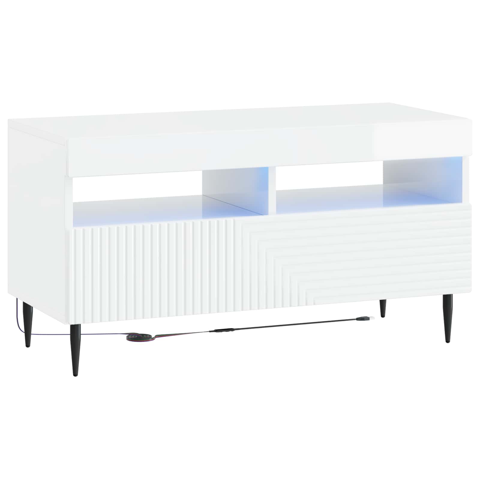 LED TV kapp HAARLEM 81 x 35 x 43 cm Kõrgläikega valge Tehispuit
