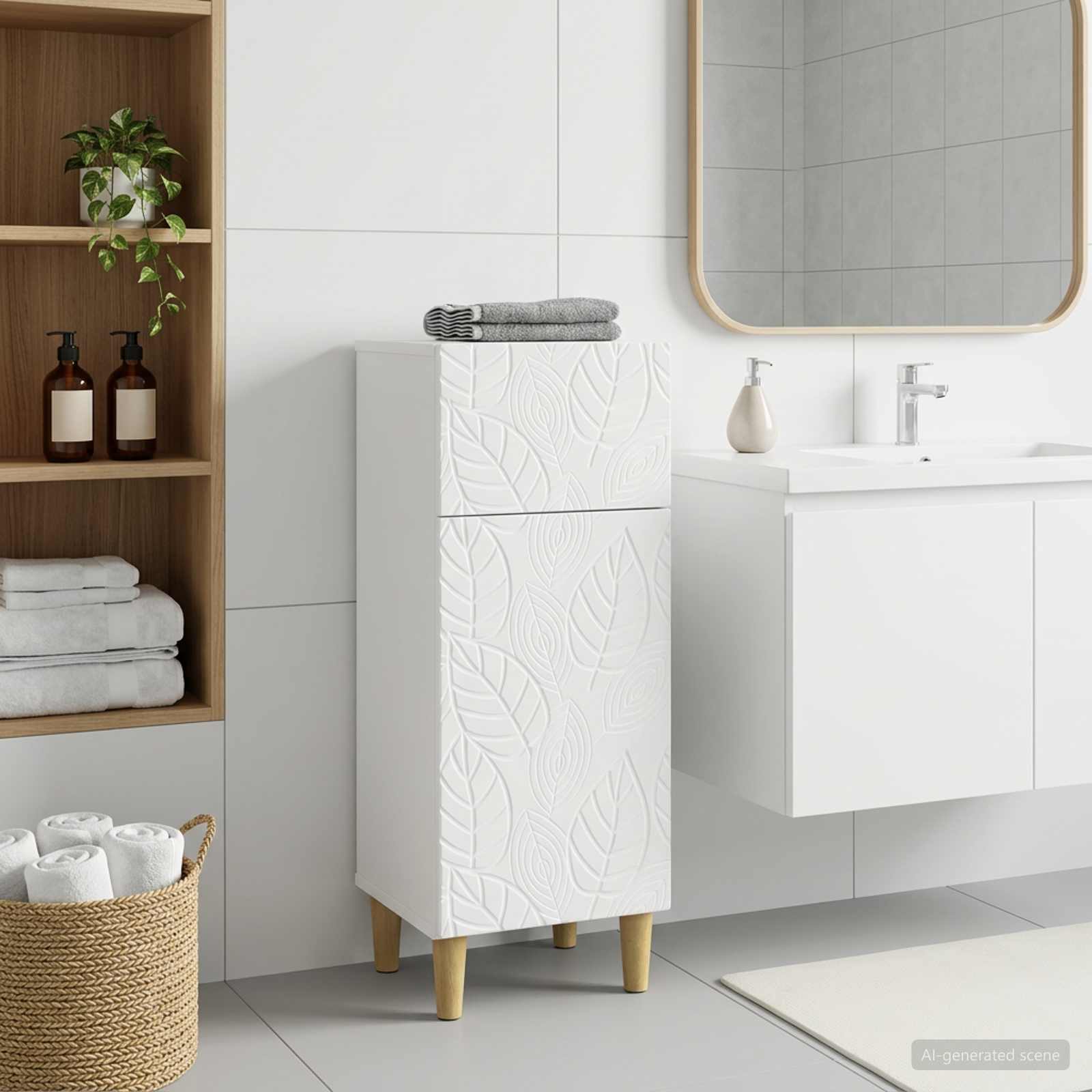 Vannitoa hoiukapp DELFT Valge 30 x 31 x 80 cm Tehispuit