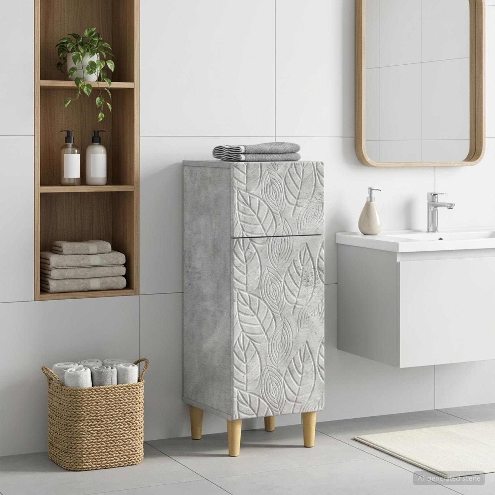 Vannitoa hoiukapp DELFT Betoonhall 30 x 31 x 80 cm Tehispuit