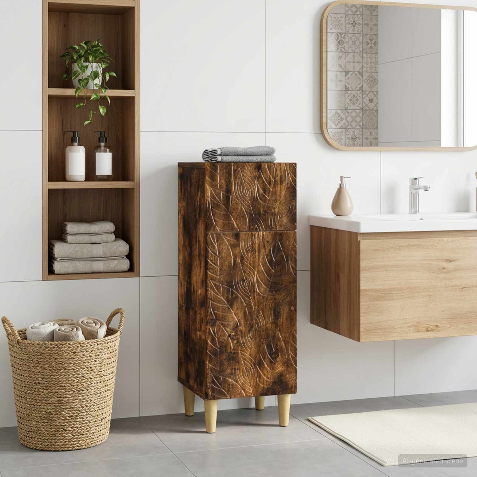 Vannitoa hoiukapp DELFT Suitsutatud tamm 30 x 31 x 80 cm