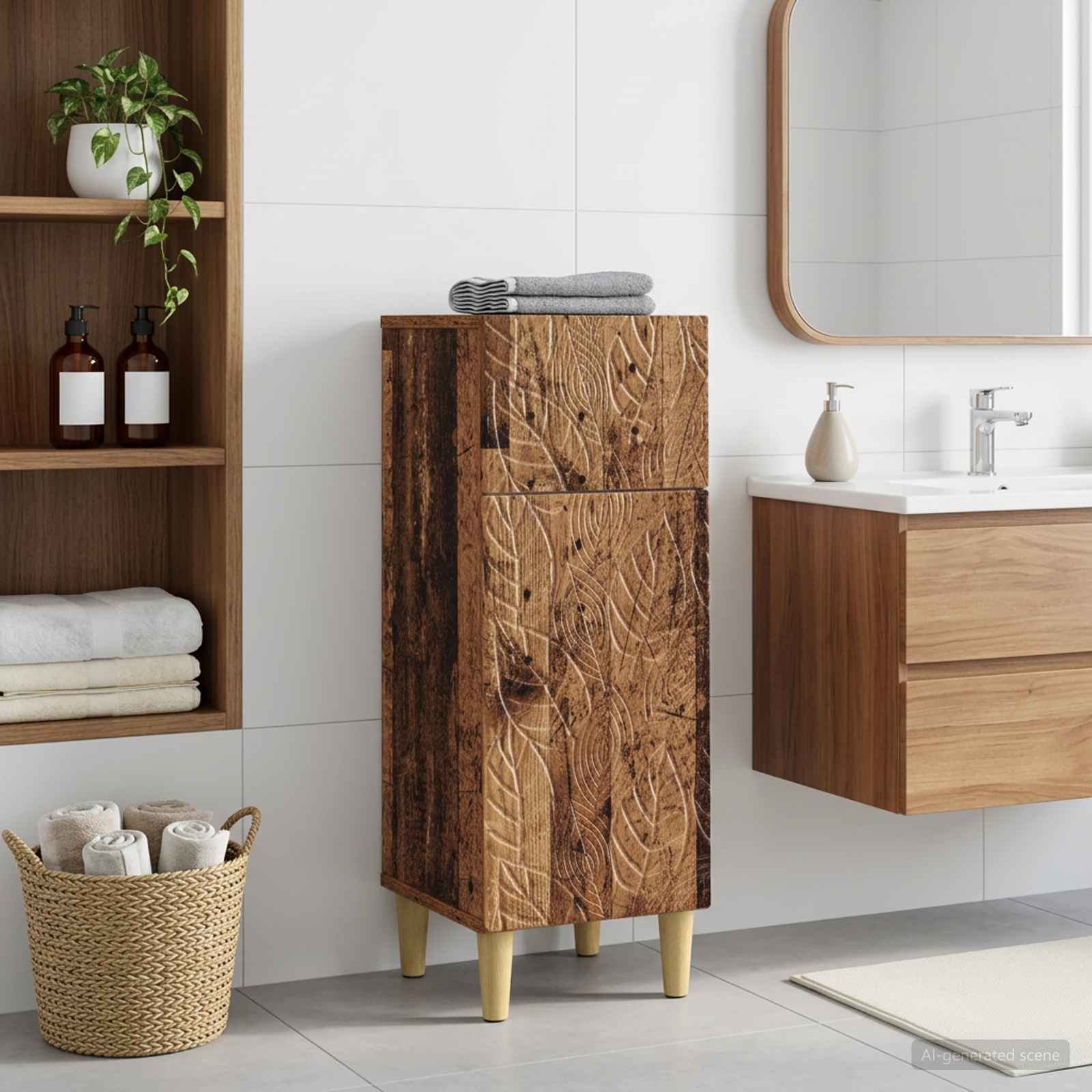 Vannitoa hoiukapp DELFT Vana puit 30 x 31 x 80 cm Tehispuit