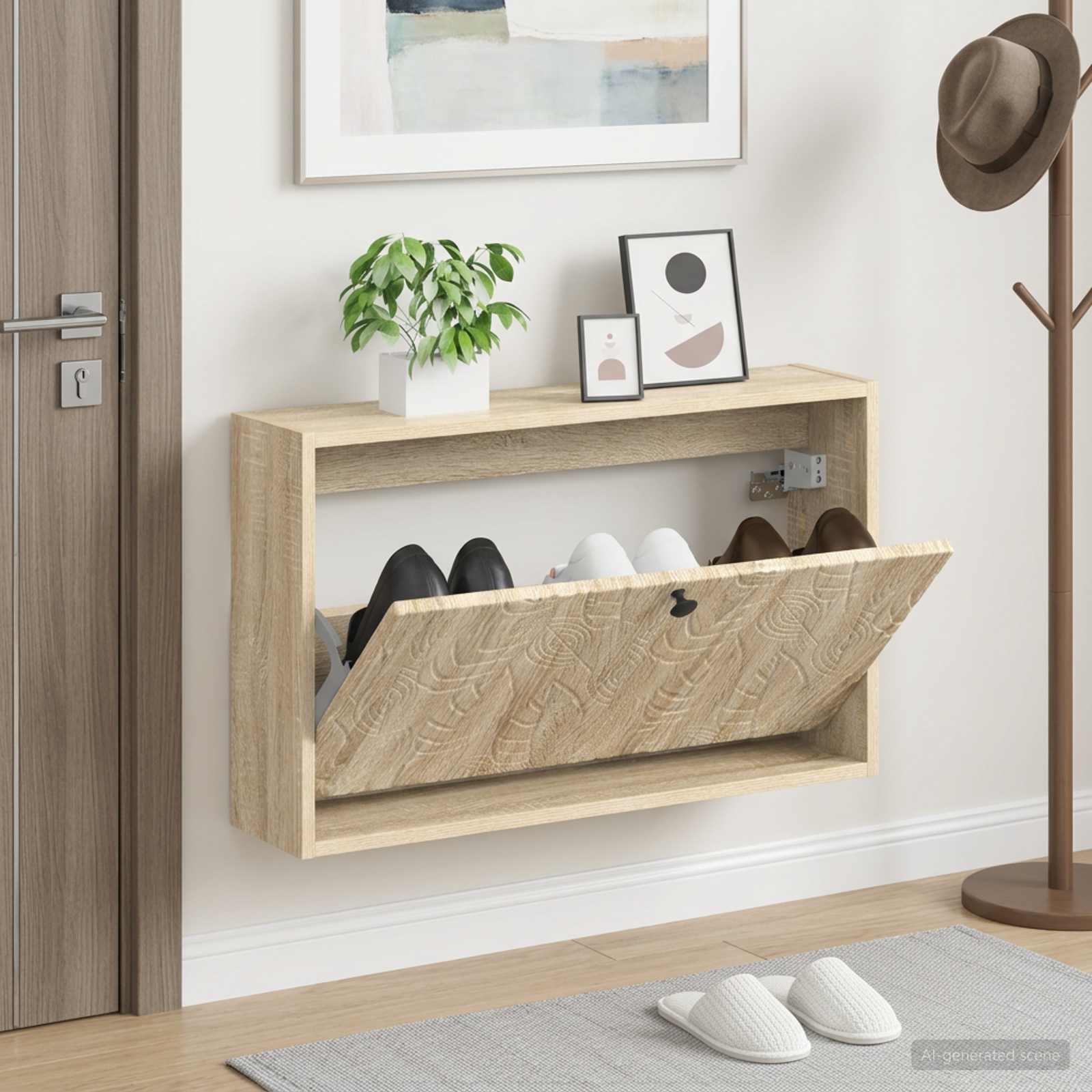 Seinale kinnitatav jalanõude kapp DELFT 71 x 17 x 43 cm