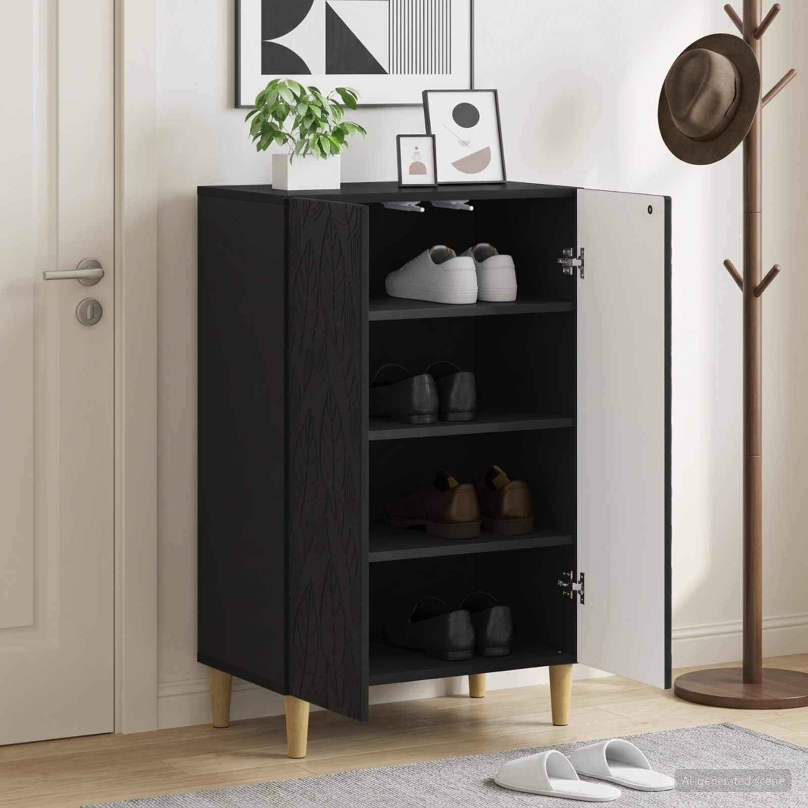 Kinga kapp DELFT 59,5 x 39,5 x 90 cm Tehispuit Must