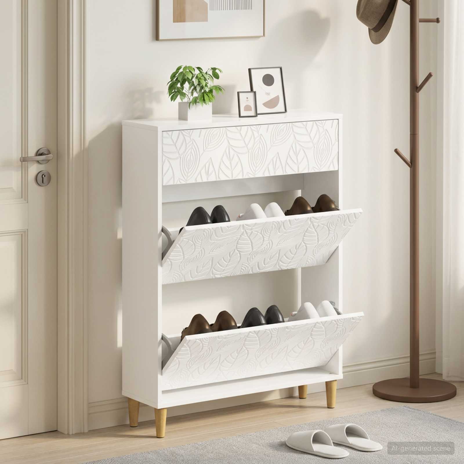 Kinga kapp DELFT 78 x 24 x 103 cm Tehispuit Kõrgläikega valge
