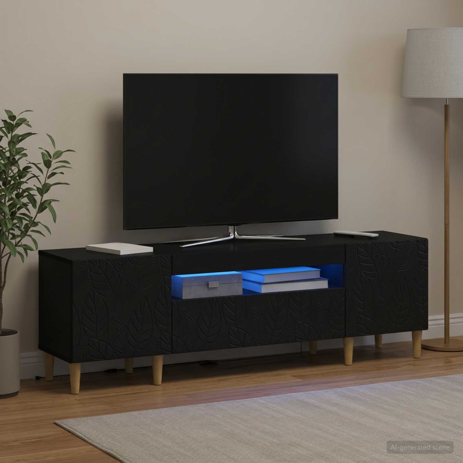 LED TV kapp DELFT 153 x 35 x 43 cm Must Tehispuit