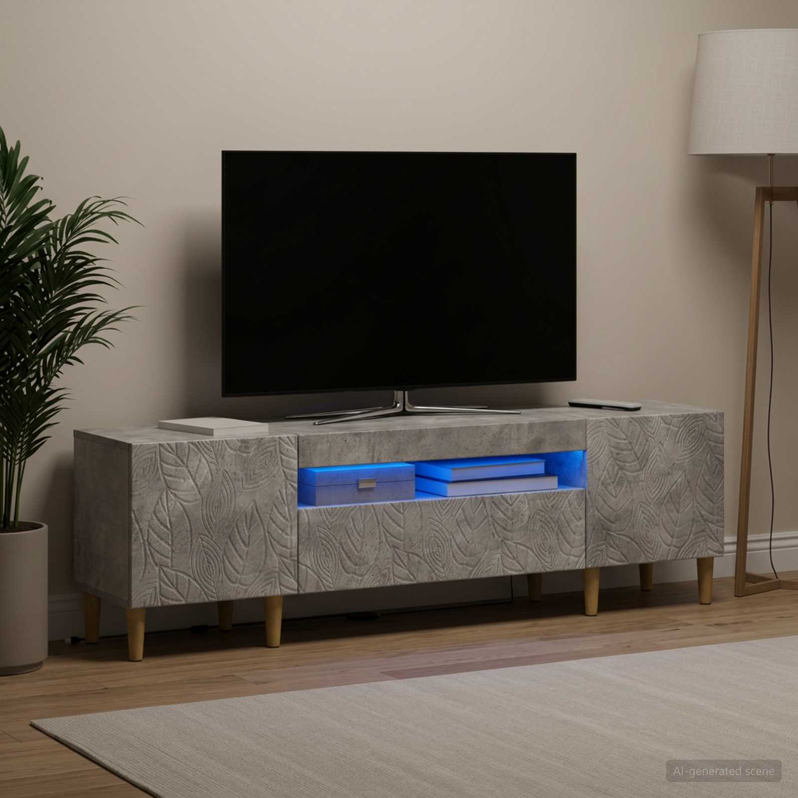 LED TV kapp DELFT 153 x 35 x 43 cm Betoonhall Tehispuit
