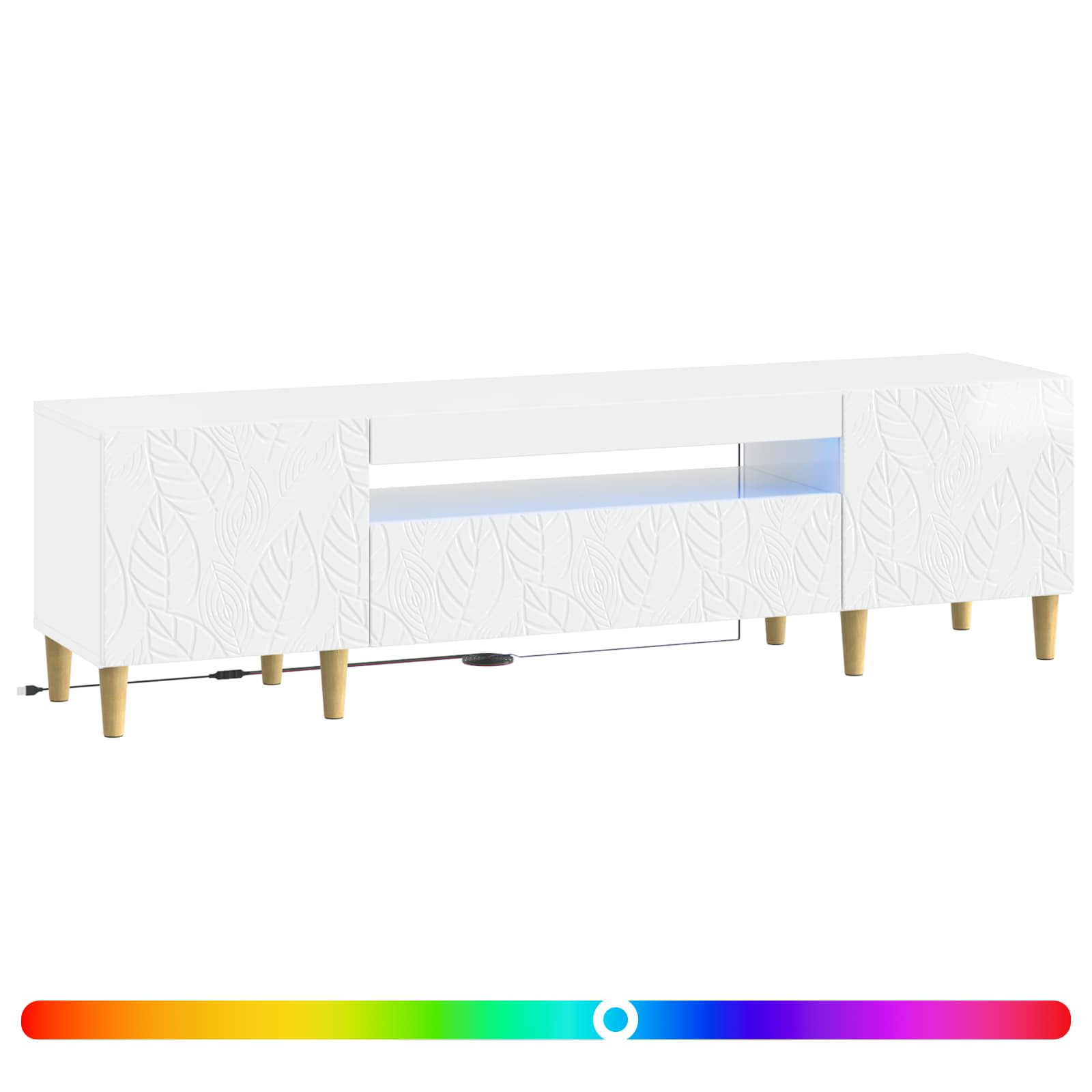 LED TV kapp DELFT 153 x 35 x 43 cm Kõrgläikega valge Tehispuit