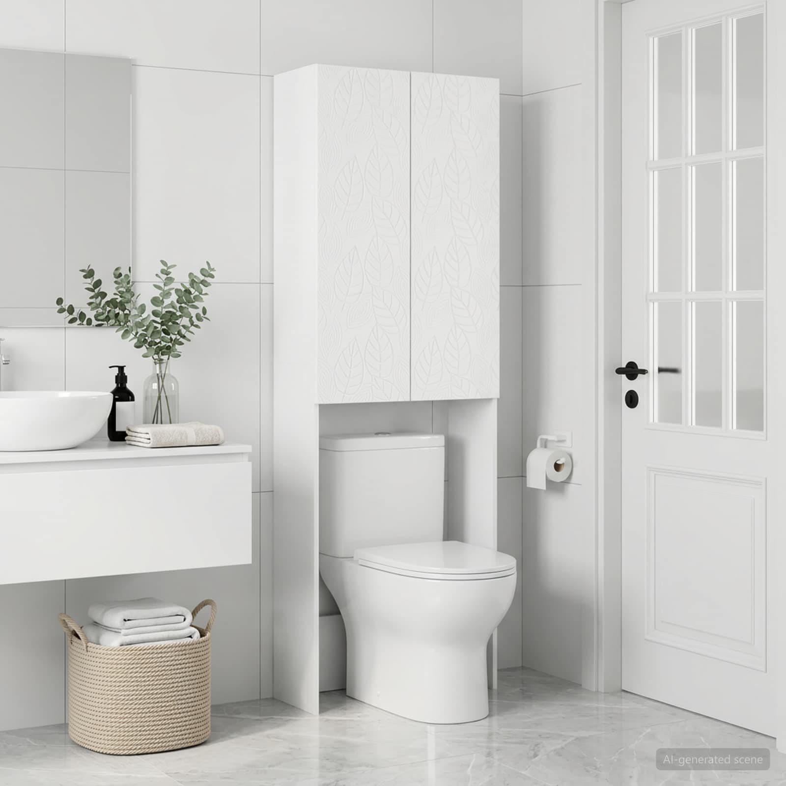 Tualettkabinet DELFT Valge 66 x 25,5 x 190 cm Tehispuit