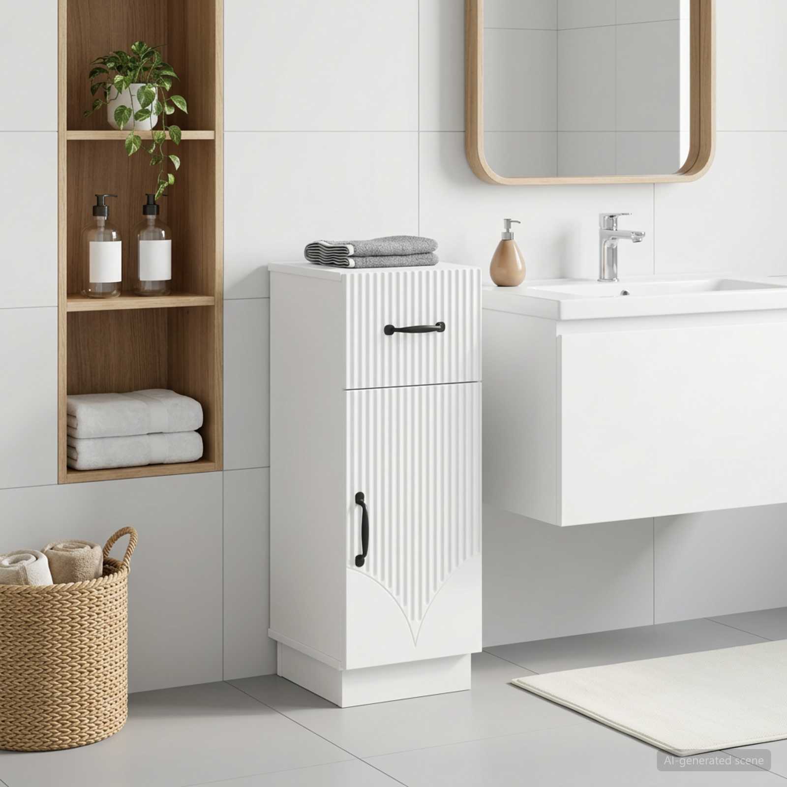 Vannitoa hoiukapp HOORN Valge 30 x 31 x 77 cm Tehispuit