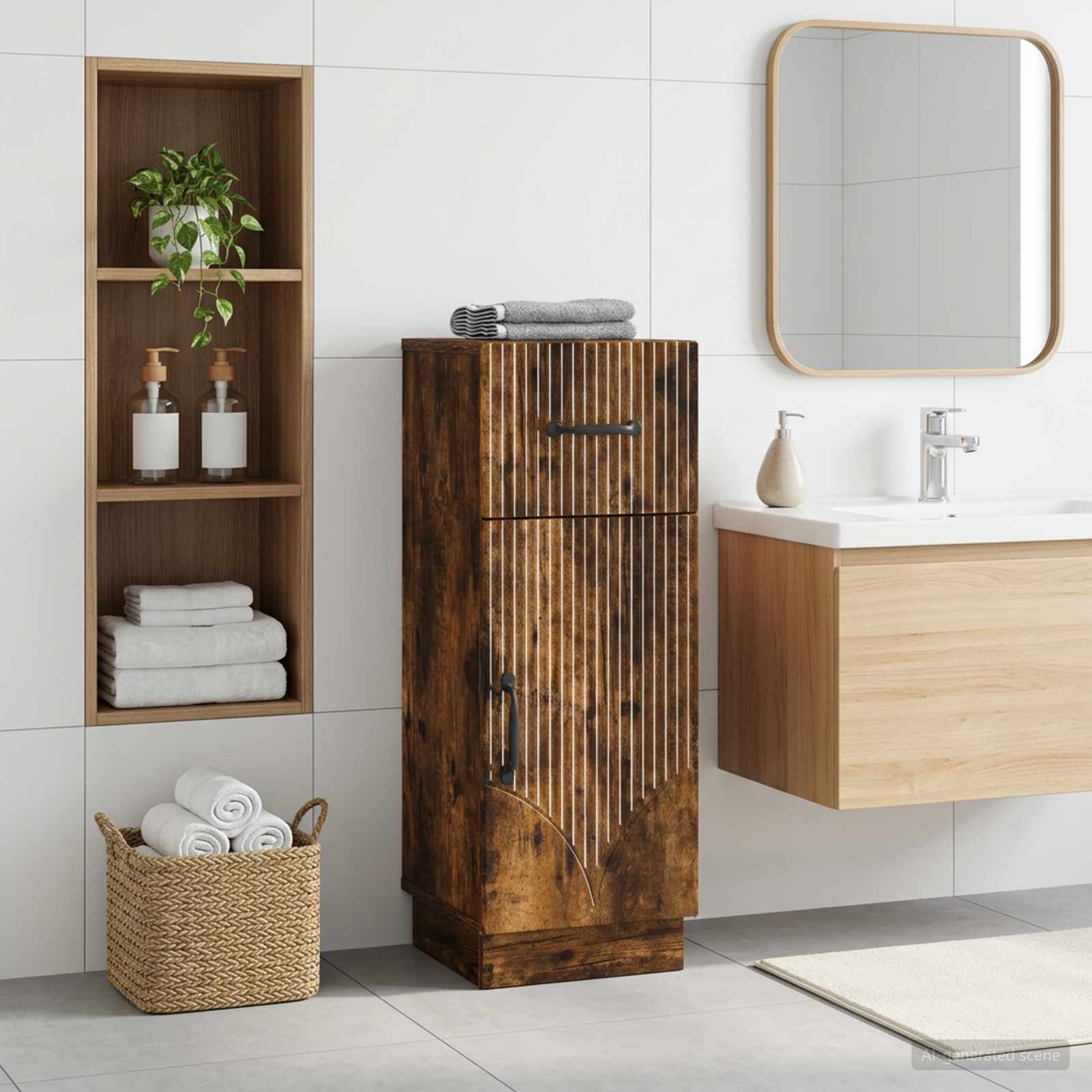 Vannitoa hoiukapp HOORN Suitsutatud tamm 30 x 31 x 77 cm
