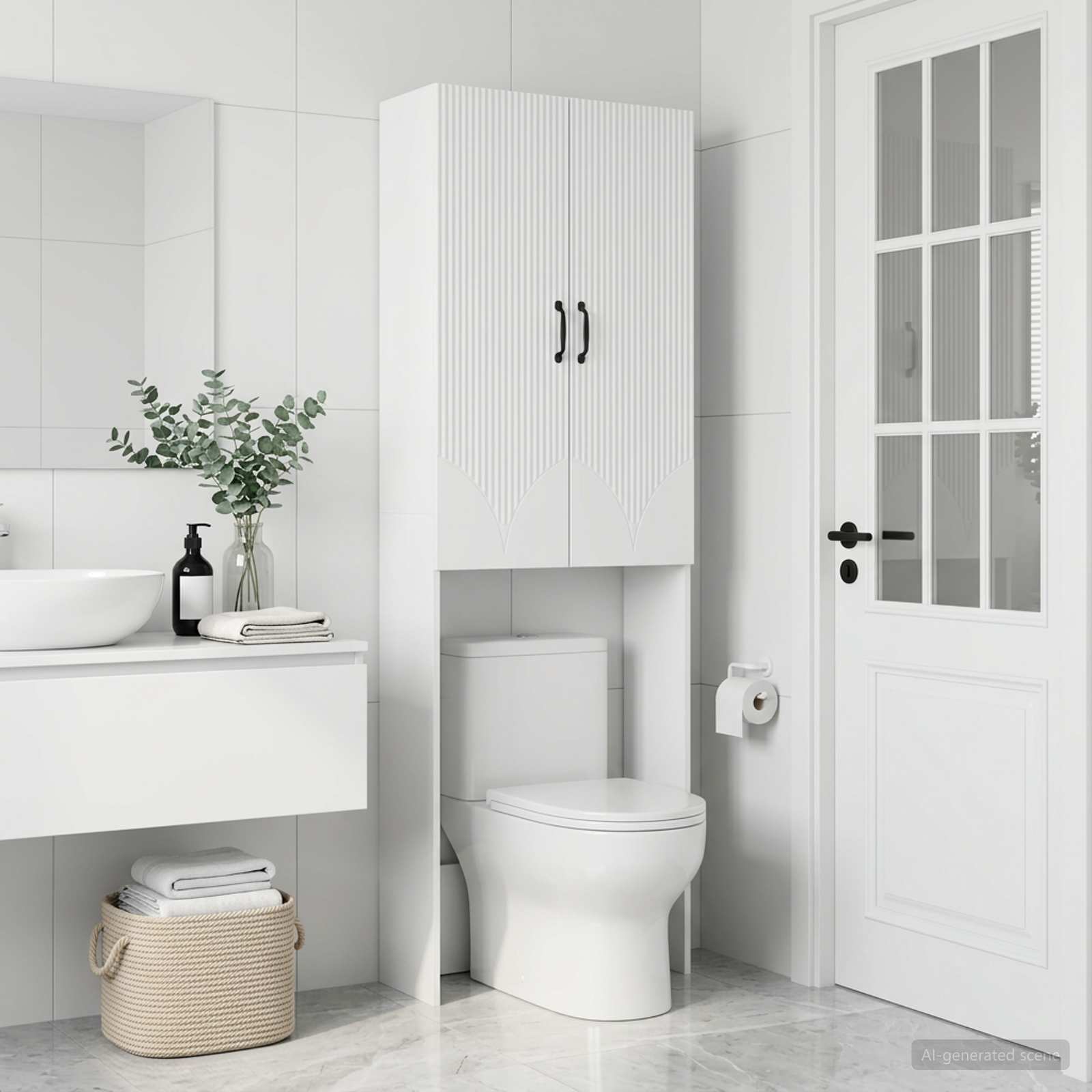 Tualettkabinet HOORN Valge 66 x 25,5 x 190 cm Tehispuit