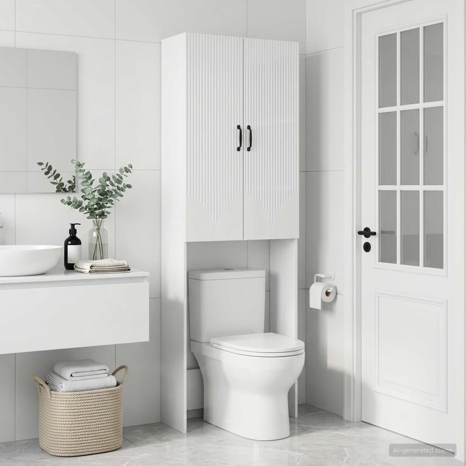 Tualettkabinet HOORN Kõrgläikega valge 66 x 25,5 x 190 cm