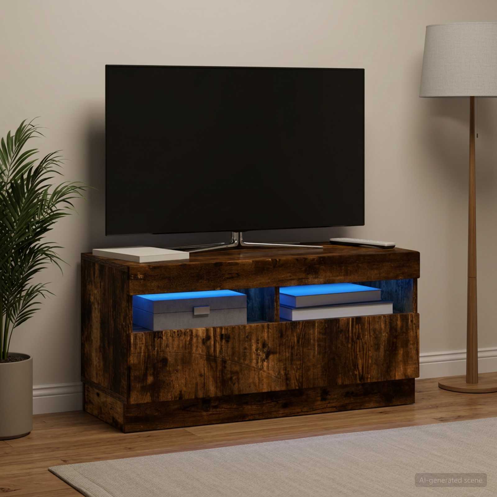 LED TV kapp Suitsutatud tamm Tehispuit