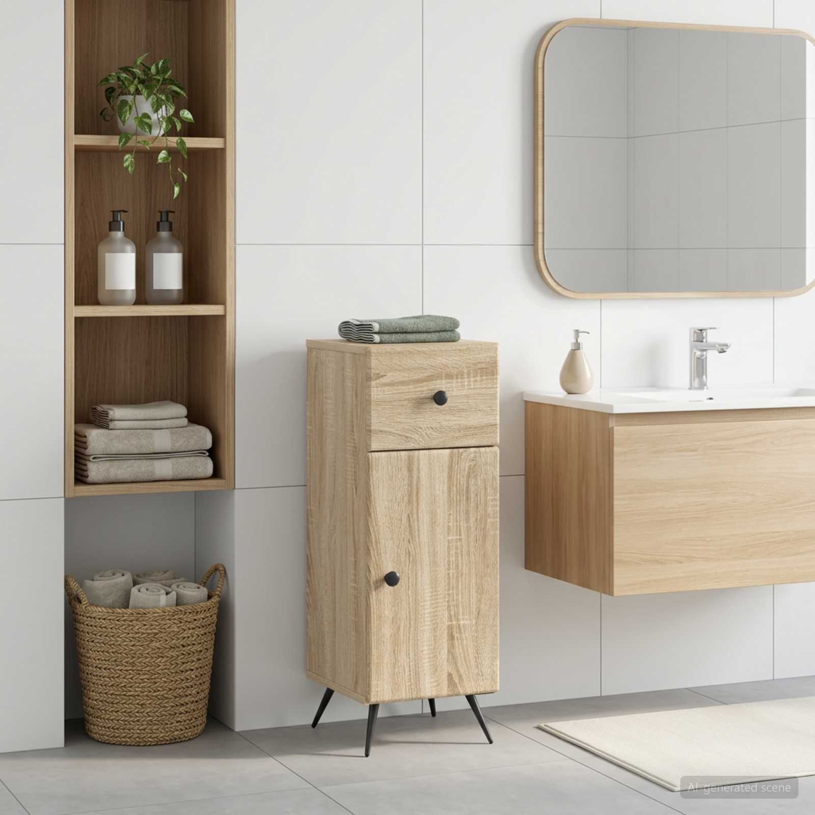 Vannitoa hoiukapp BREDA Sonoma tamm 30 x 31 x 80 cm Tehispuit