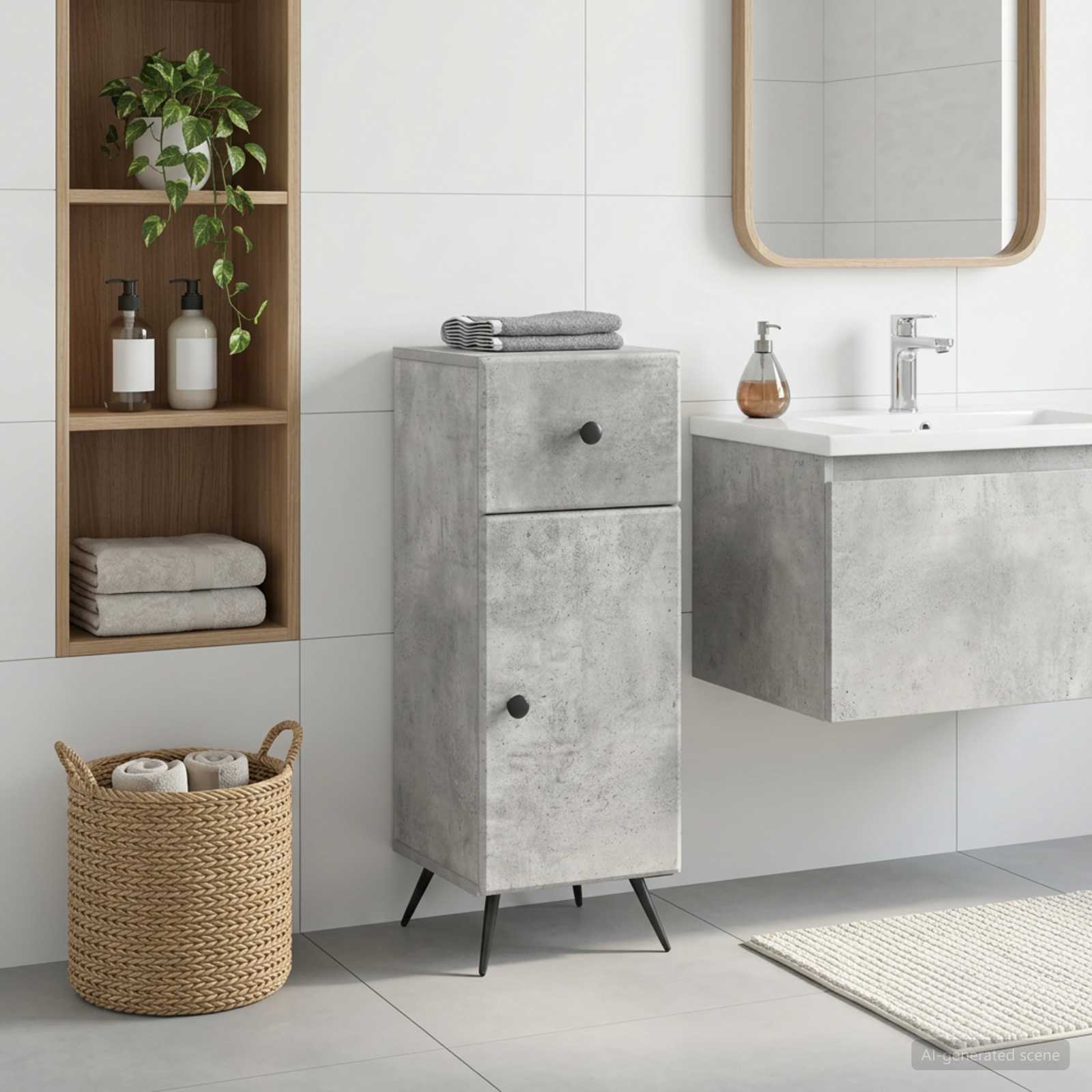 Vannitoa hoiukapp BREDA Betoonhall 30 x 31 x 80 cm Tehispuit