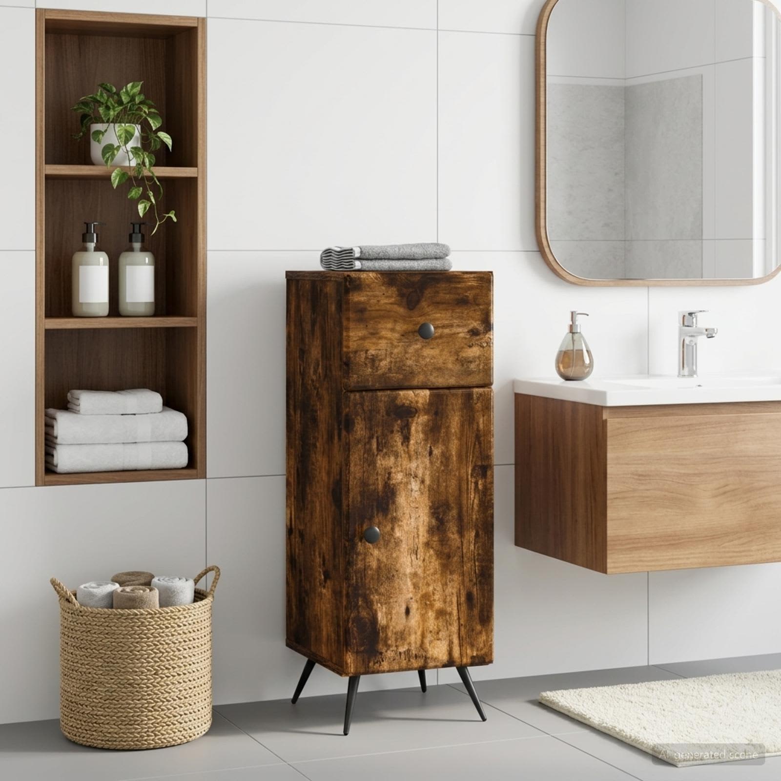 Vannitoa hoiukapp BREDA Suitsutatud tamm 30 x 31 x 80 cm