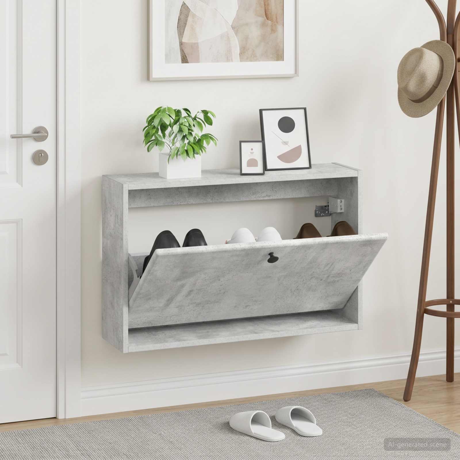 Seinale kinnitatav jalanõude kapp BREDA 71 x 17 x 43 cm