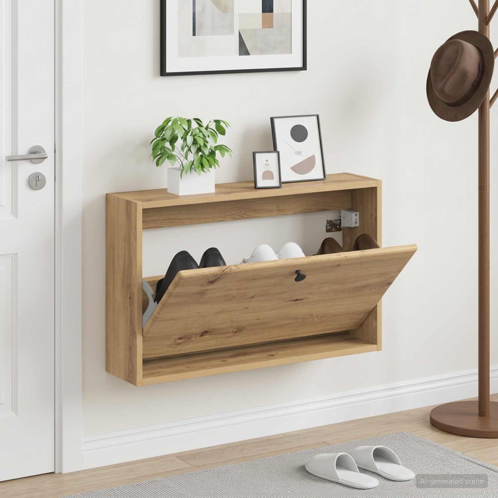 Seinale kinnitatav jalanõude kapp BREDA 71 x 17 x 43 cm