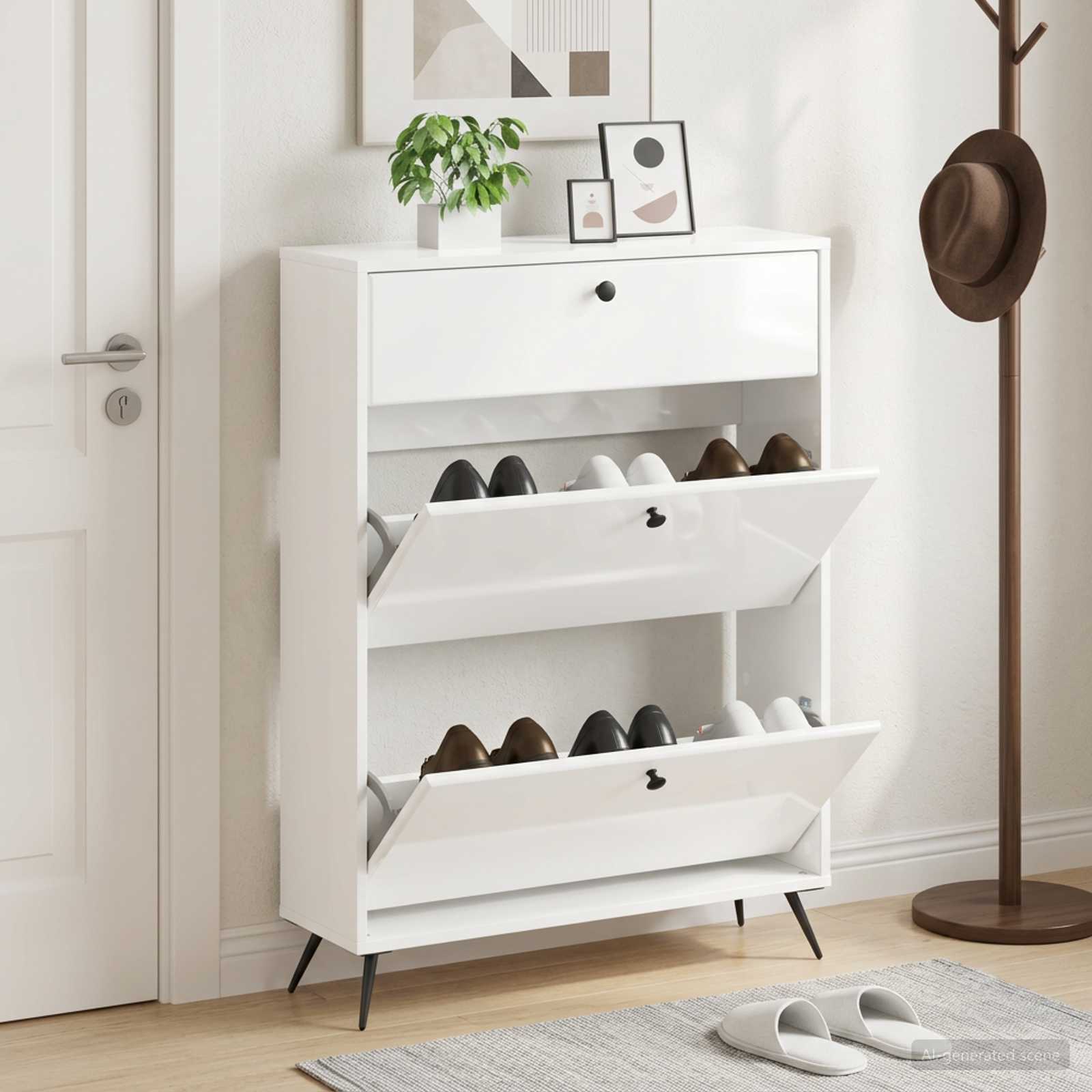 Kinga kapp BREDA 78 x 24 x 103 cm Tehispuit Kõrgläikega valge