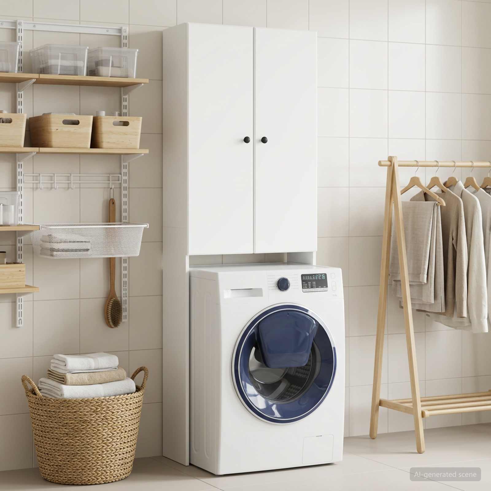 Tualettkabinet BREDA Valge 66 x 25,5 x 190 cm Tehispuit