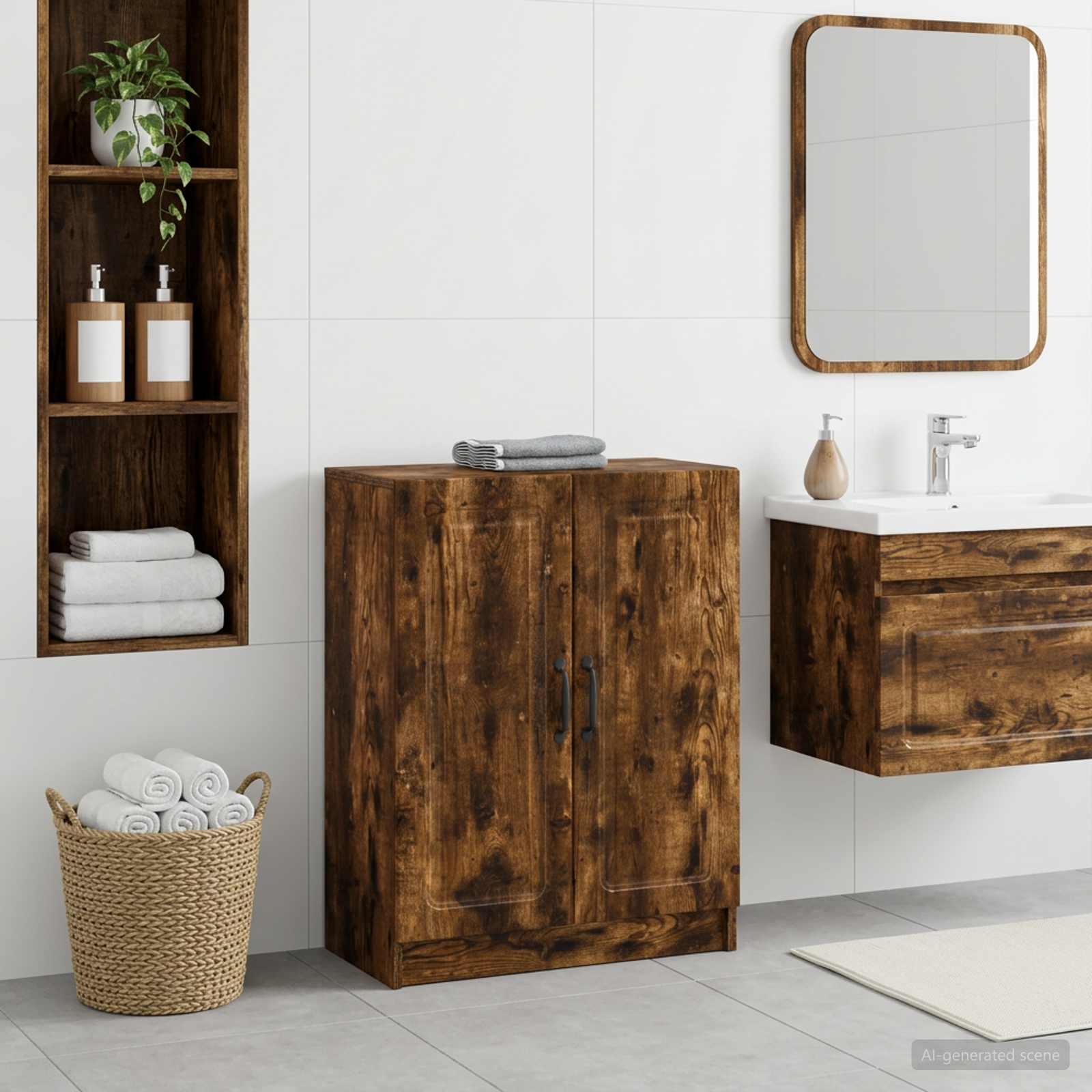 Vannitoa hoiukapp UTRECHT Suitsutatud tamm 59,5 x 31 x 77 cm