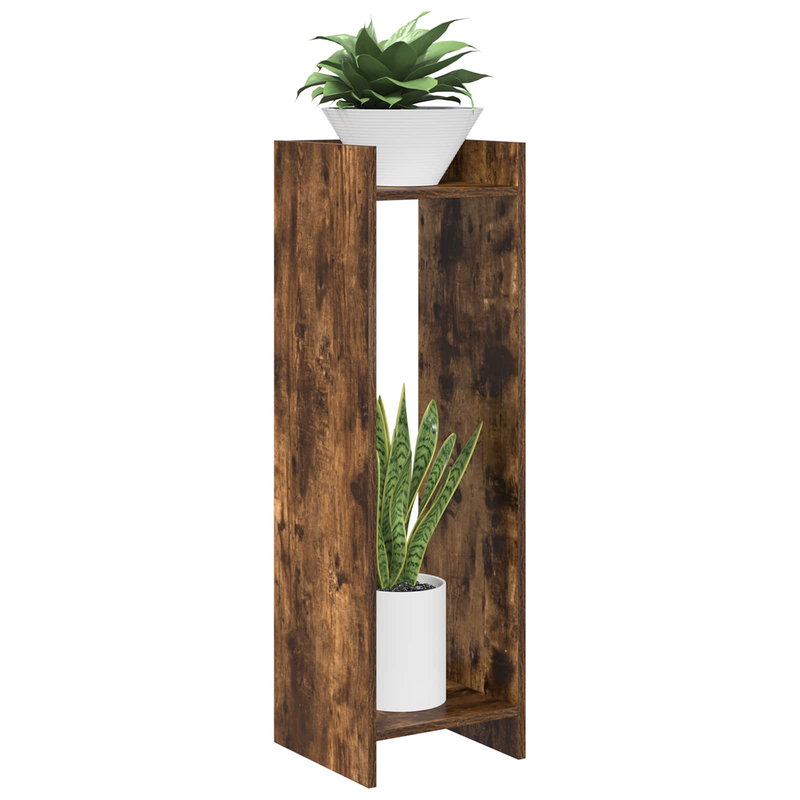 Taimede alus 2 tk Suitsutatud tamm 30 x 30 x 100 cm Tehispuit