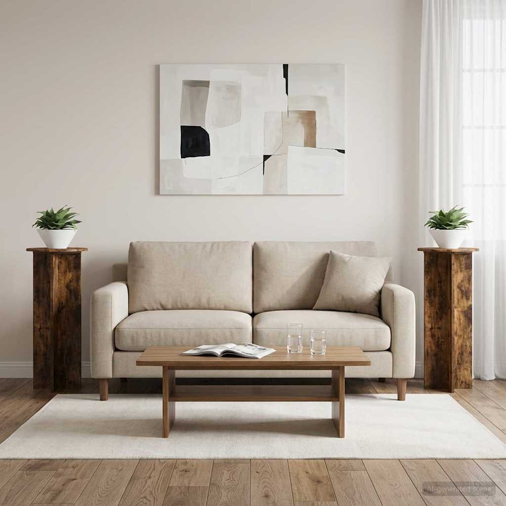 Taimede alus 2 tk Suitsutatud tamm Ø40 x 100 cm Tehispuit