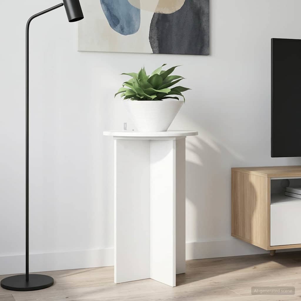 Taimede alus 2 tk Kõrgläikega valge Ø40 x 60 cm Tehispuit