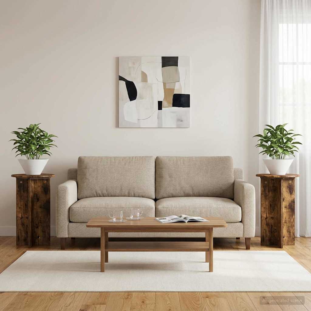 Taimede alus 2 tk Suitsutatud tamm Ø40 x 60 cm Tehispuit