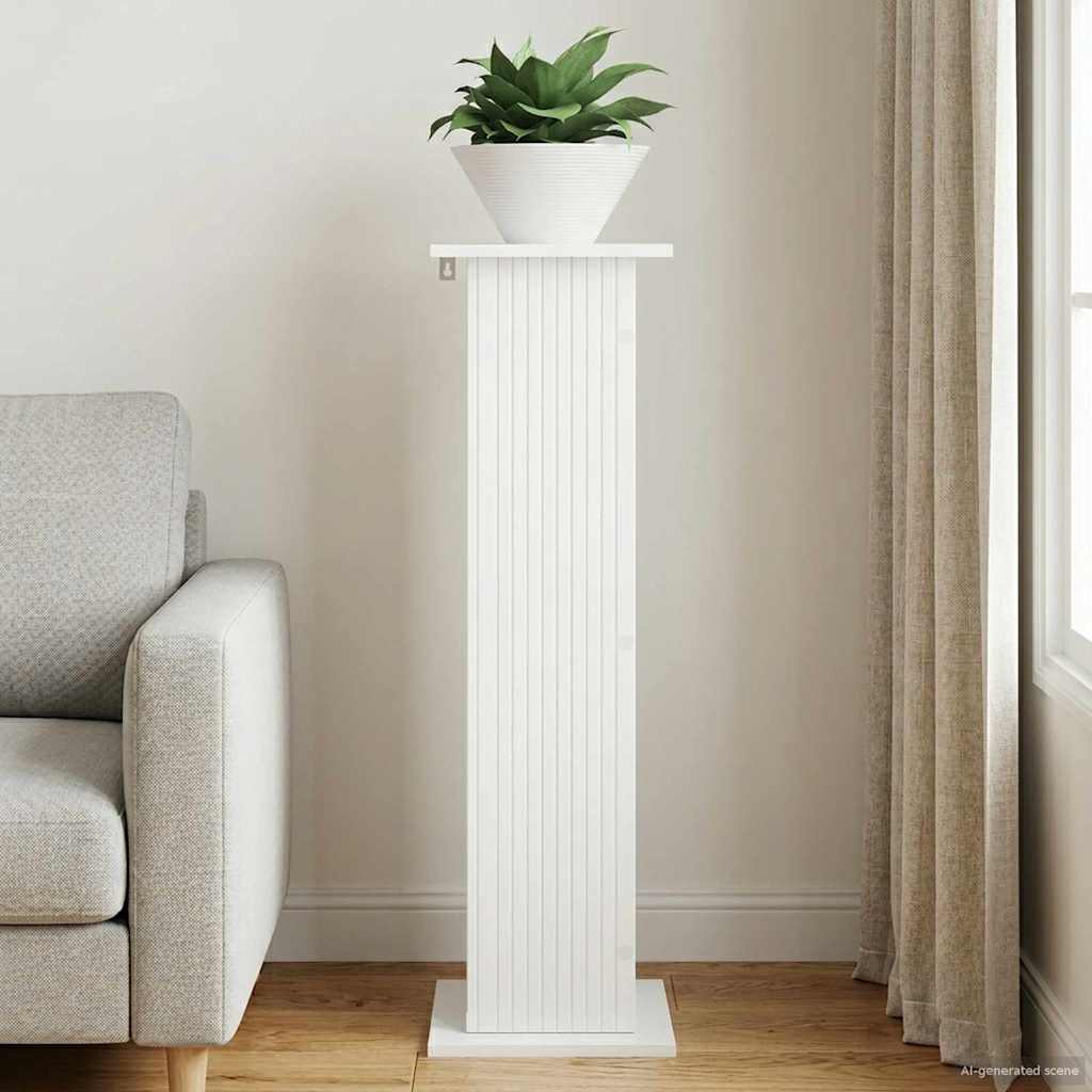 Taimede alus Kõrgläikega valge 30,5 x 30 x 100,5 cm Tehispuit